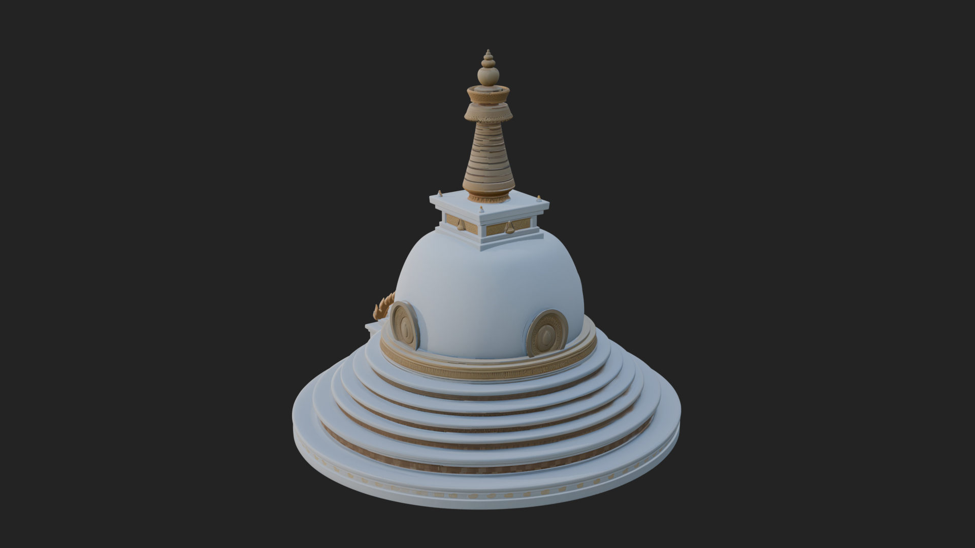 Buddhist Stupa Temple Design 2 3D Print Model 3D Model