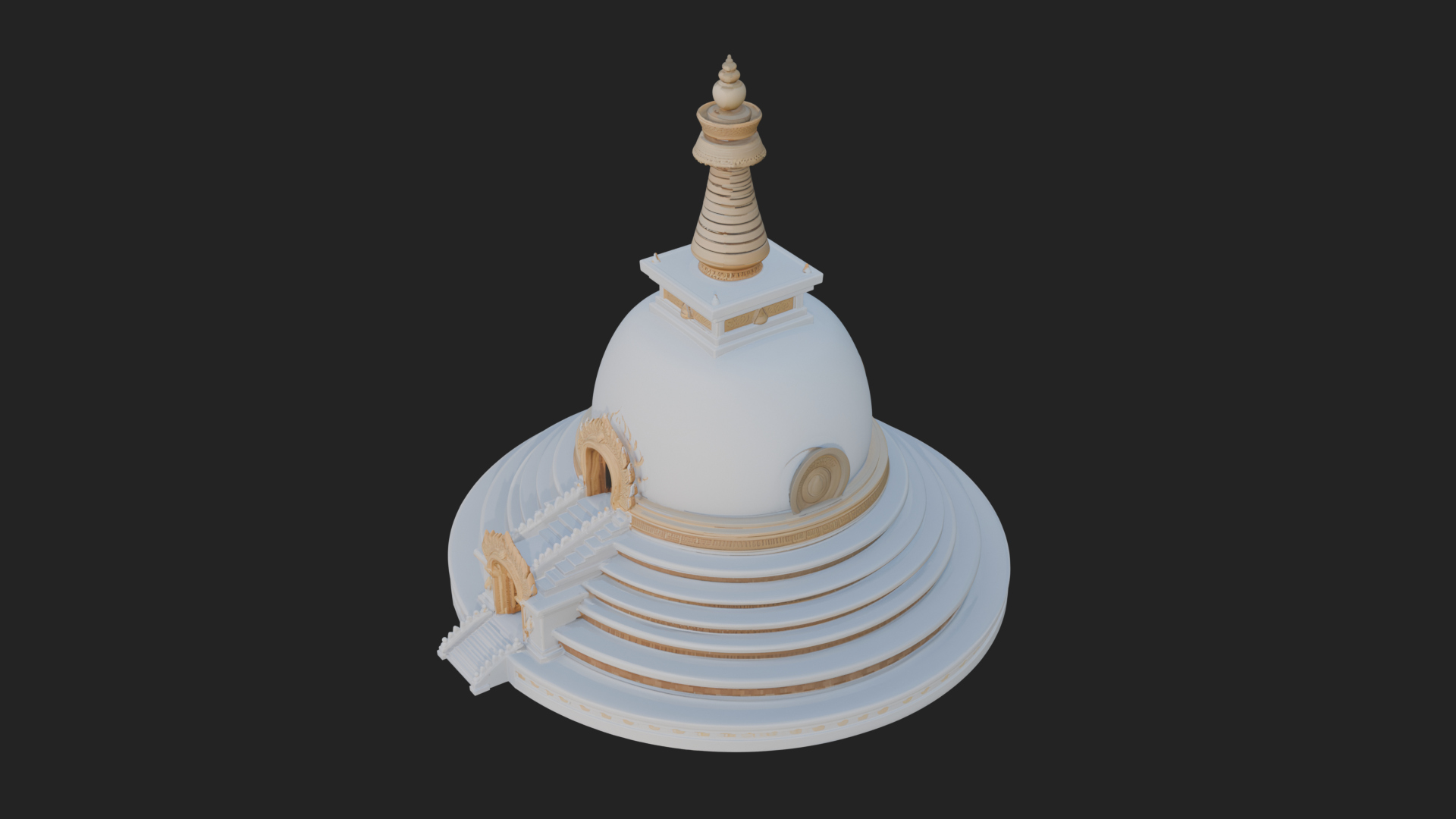 Buddhist Stupa Temple Design 2 3D Print Model 3D Model