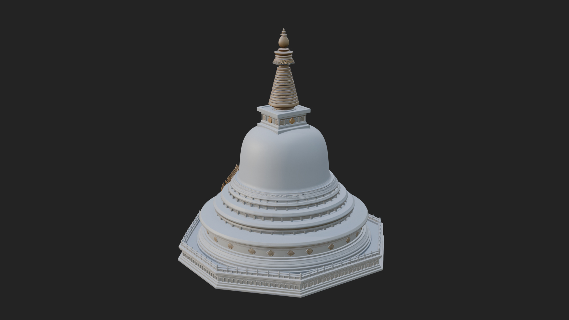 Buddhist Stupa Temple Design 3 3D Print Model 3D Model
