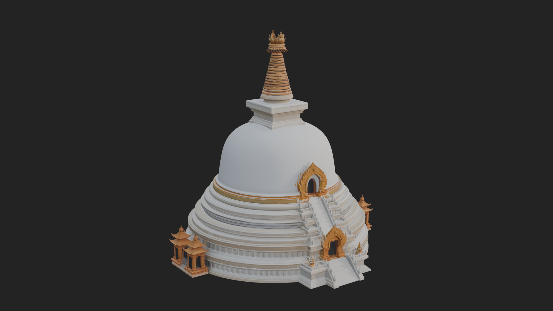 Buddhist Stupa Temple Design 4 3D Print Model 3D Model