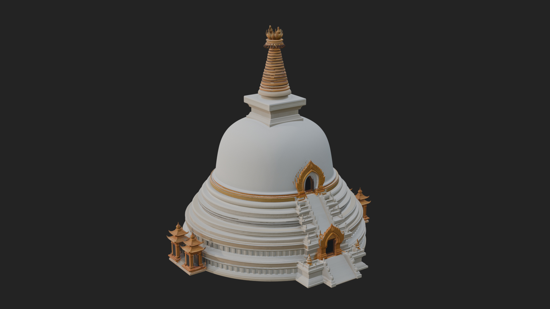 Buddhist Stupa Temple Design 4 3D Print Model 3D Model