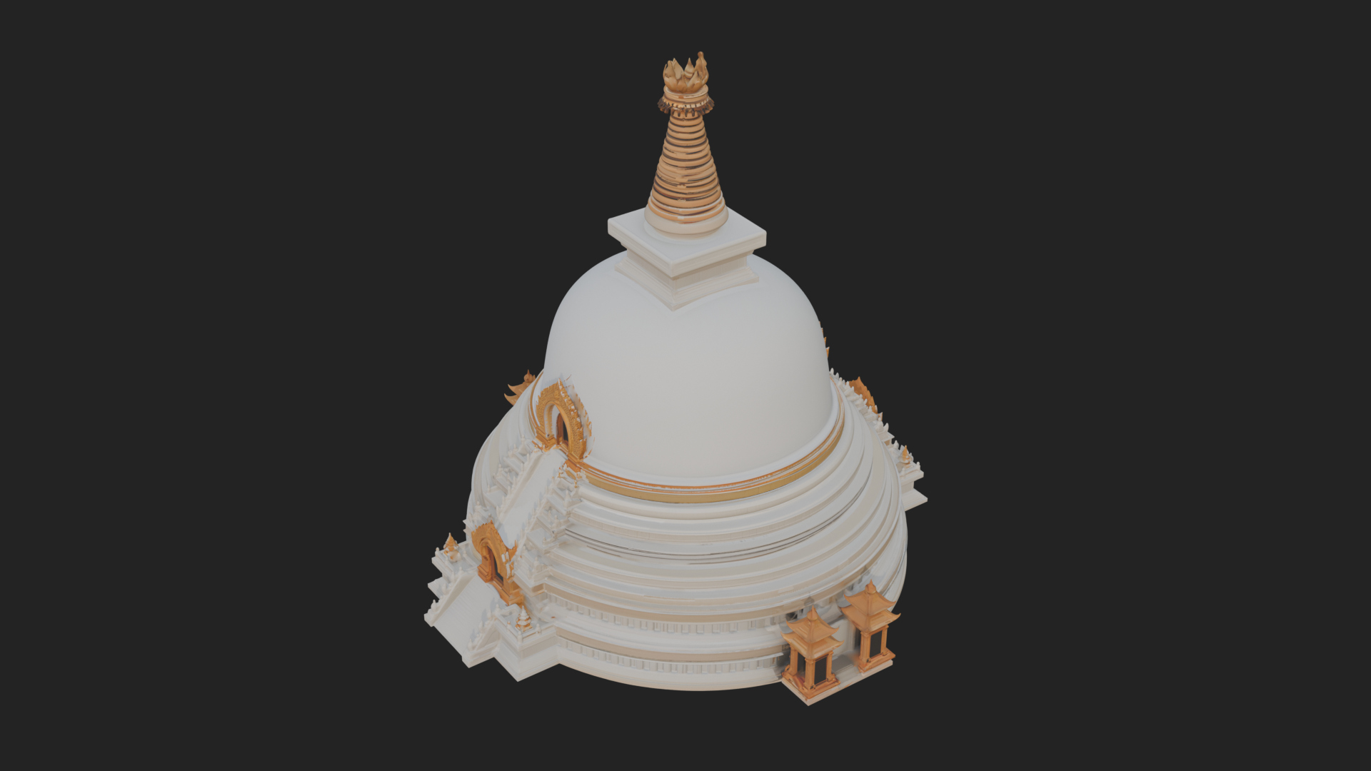 Buddhist Stupa Temple Design 4 3D Print Model 3D Model