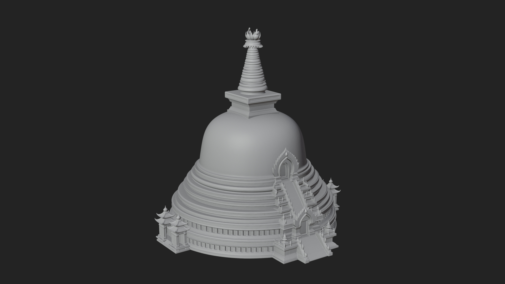 Buddhist Stupa Temple Design 4 3D Print Model 3D Model