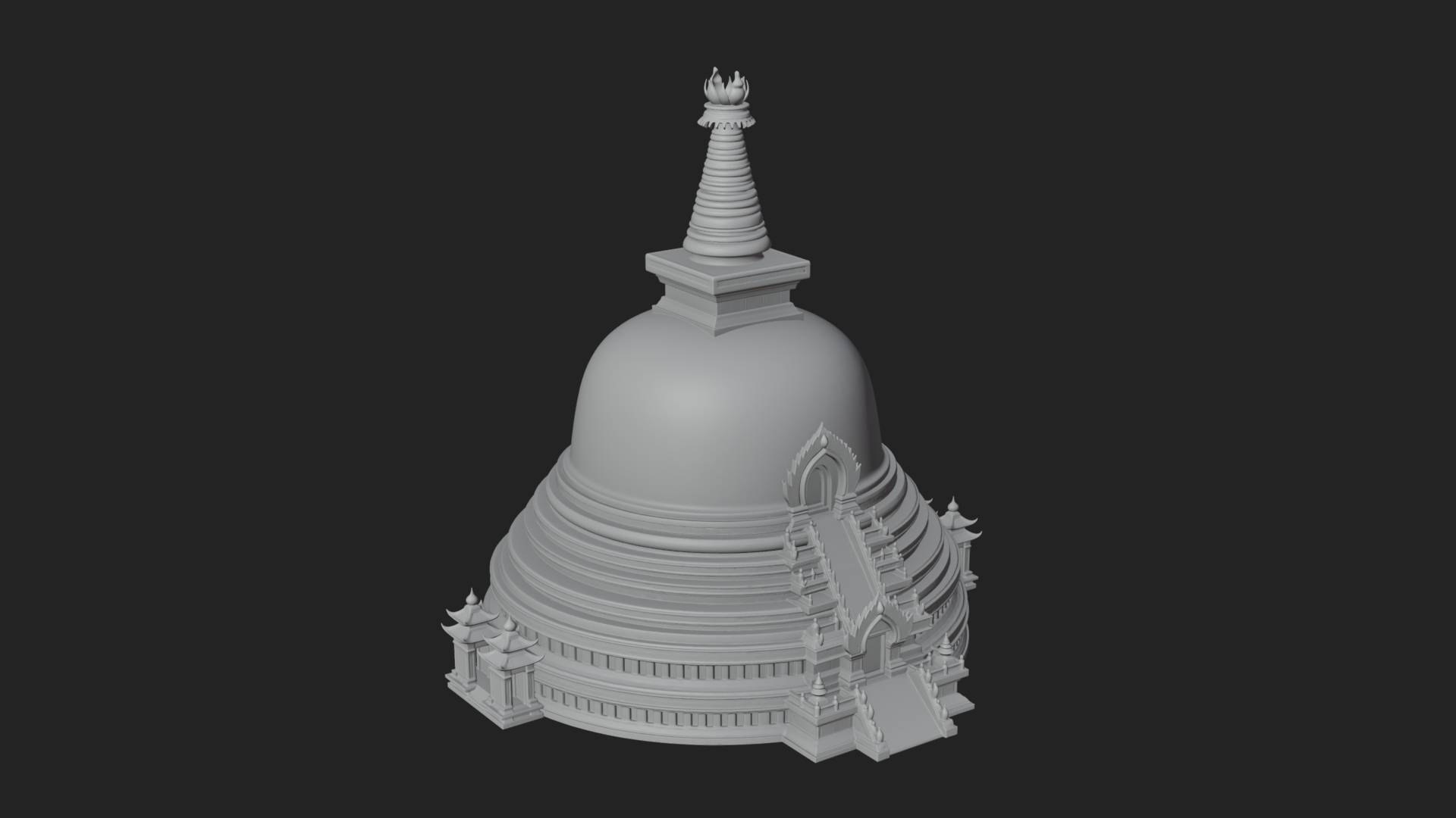 Buddhist Stupa Temple Design 4 3D Print Model 3D Model