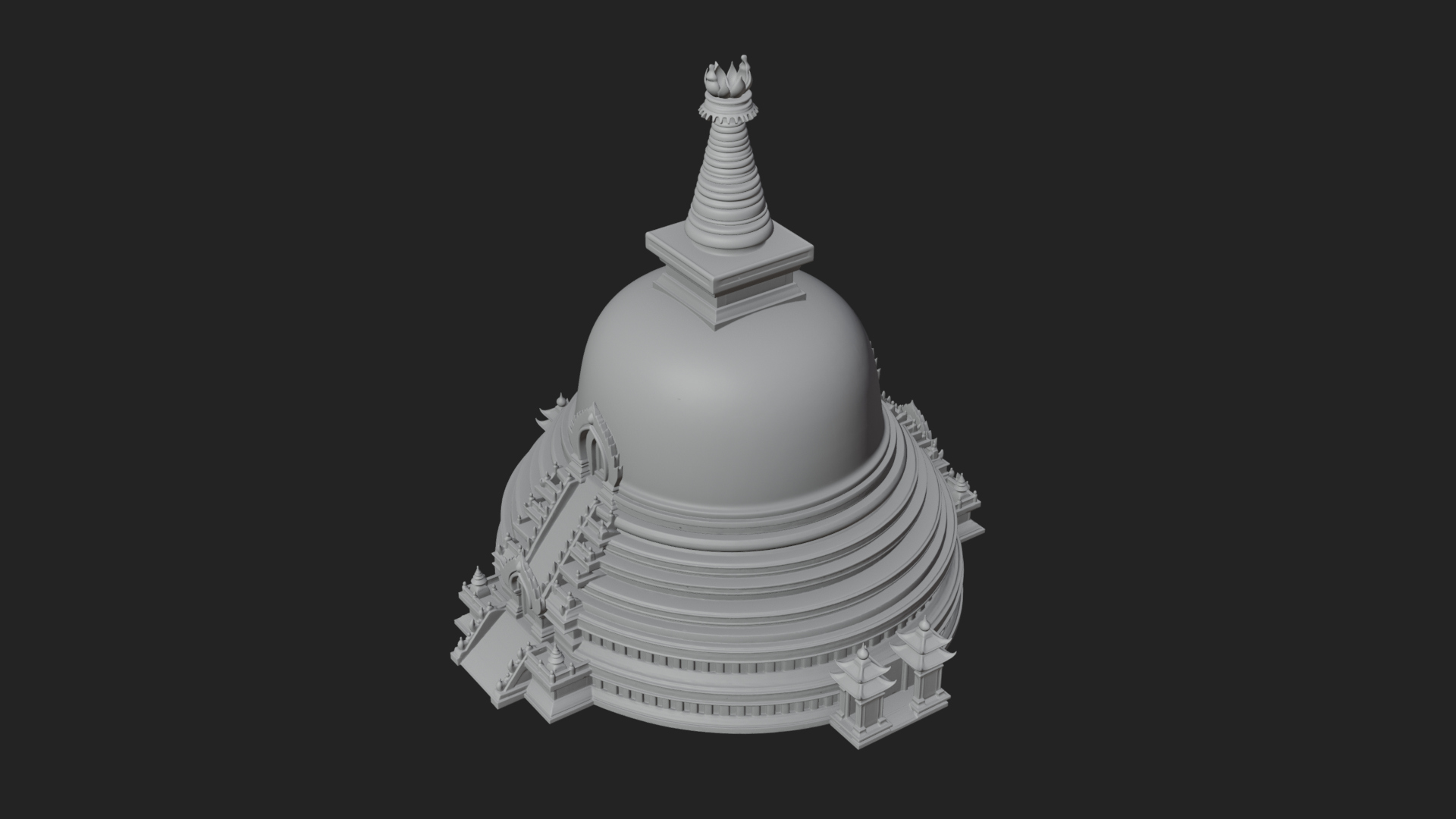 Buddhist Stupa Temple Design 4 3D Print Model 3D Model