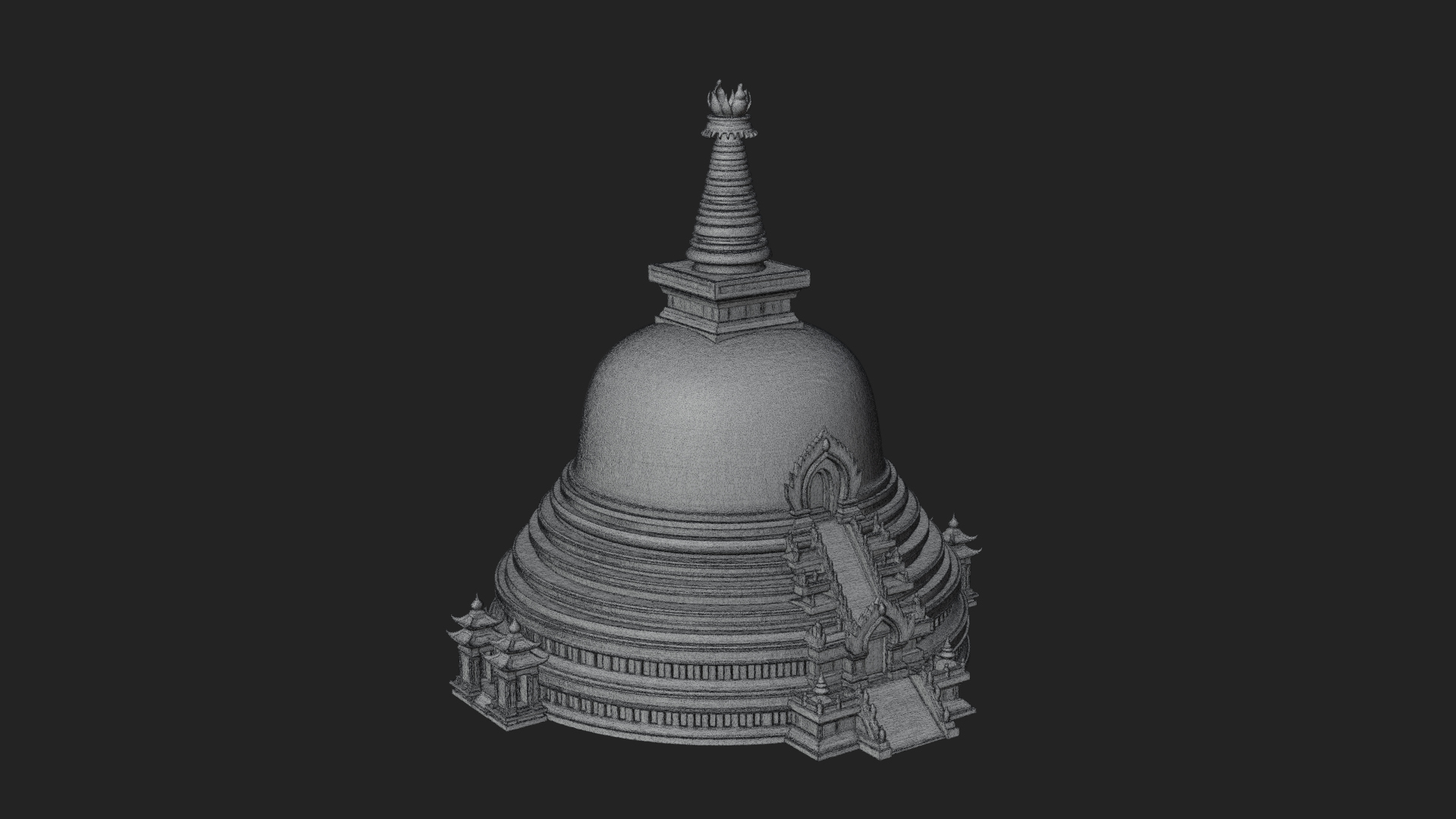 Buddhist Stupa Temple Design 4 3D Print Model 3D Model