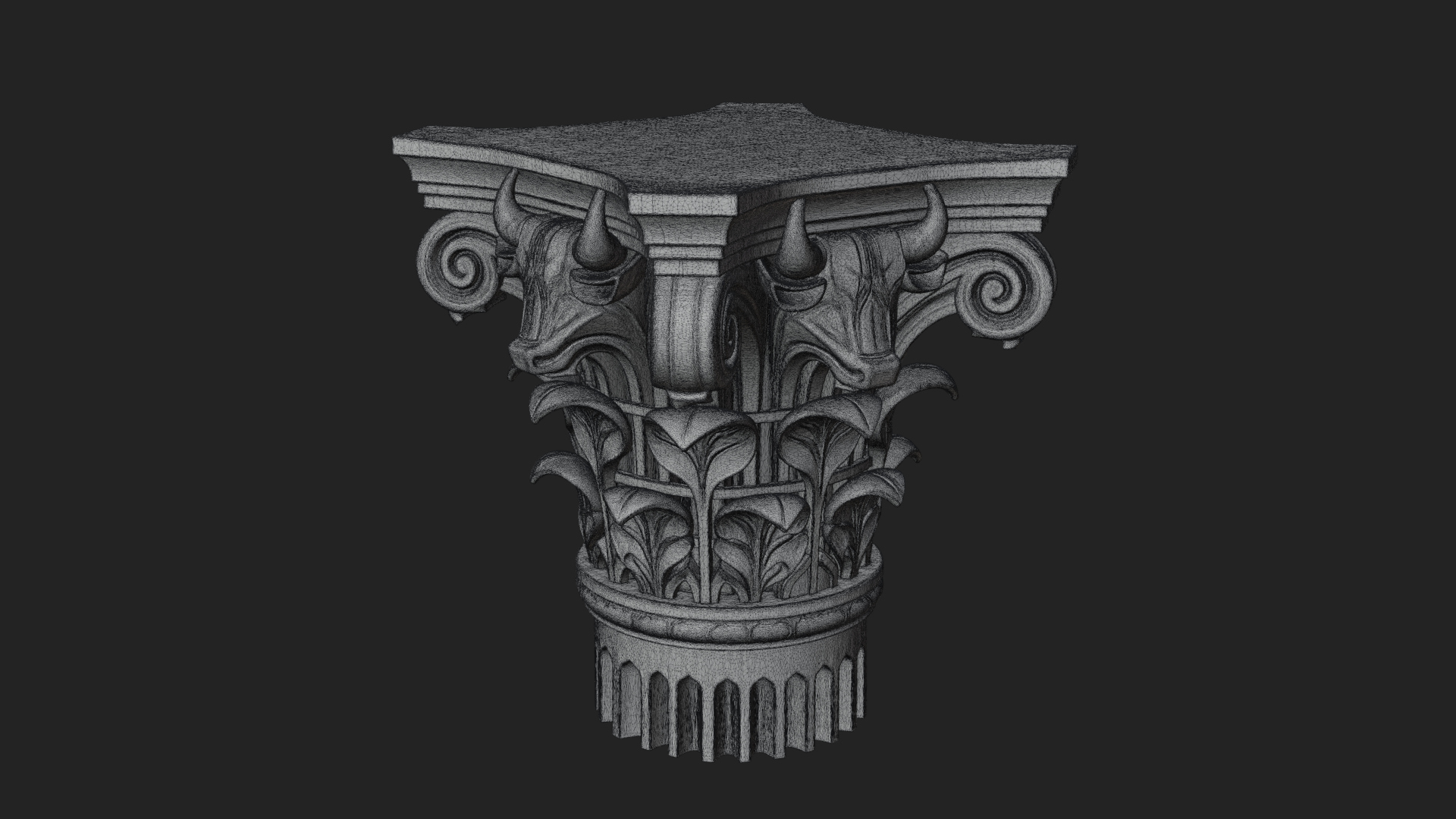 Bull Head Column Capital Design 1 3D Print Model 3D Model