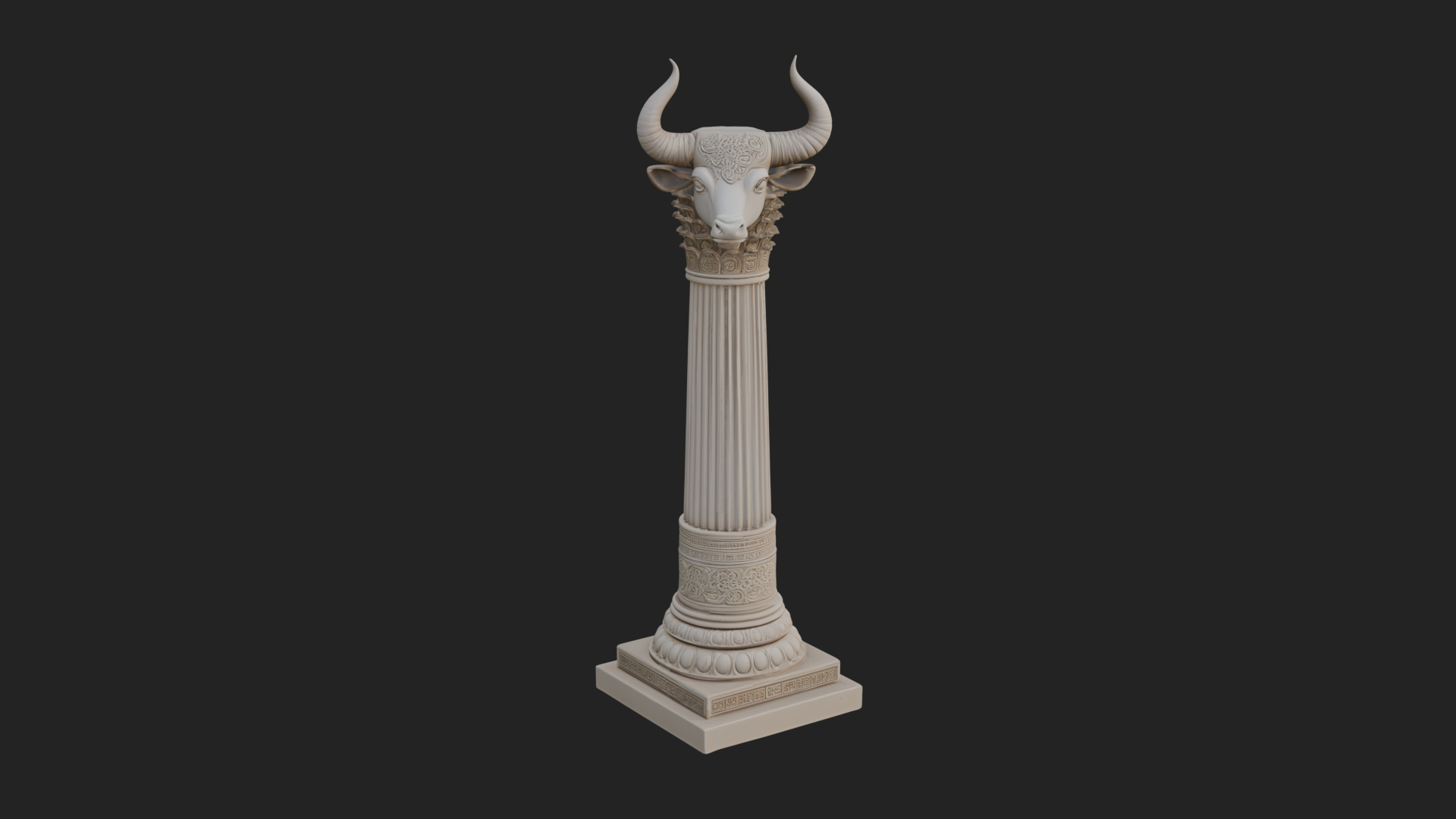 Bull Head Column Design 1 3D Print Model 3D Model