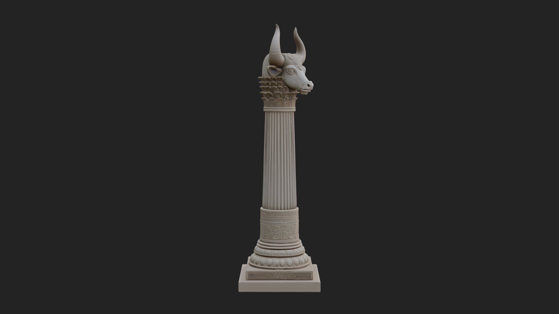 Bull Head Column Design 1 3D Print Model 3D Model