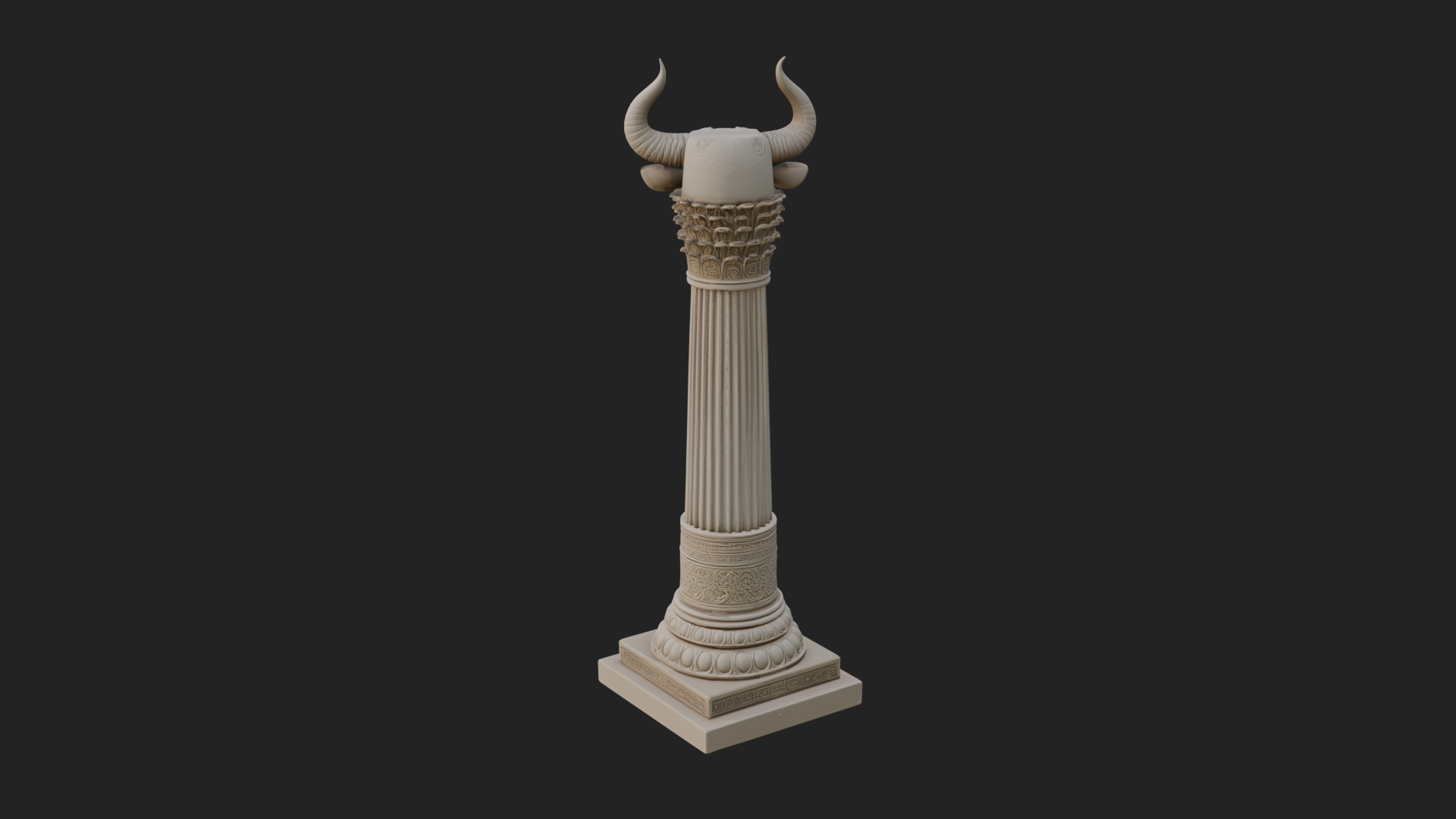 Bull Head Column Design 1 3D Print Model 3D Model