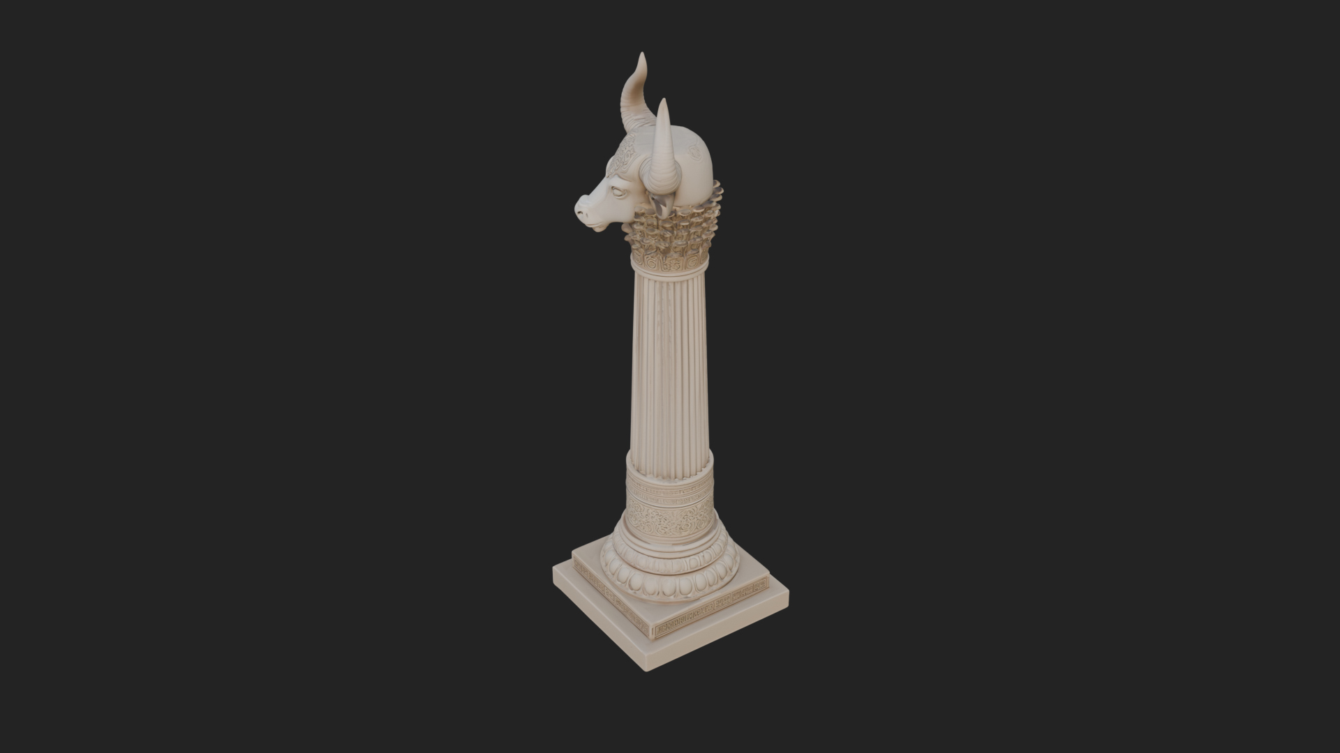 Bull Head Column Design 1 3D Print Model 3D Model