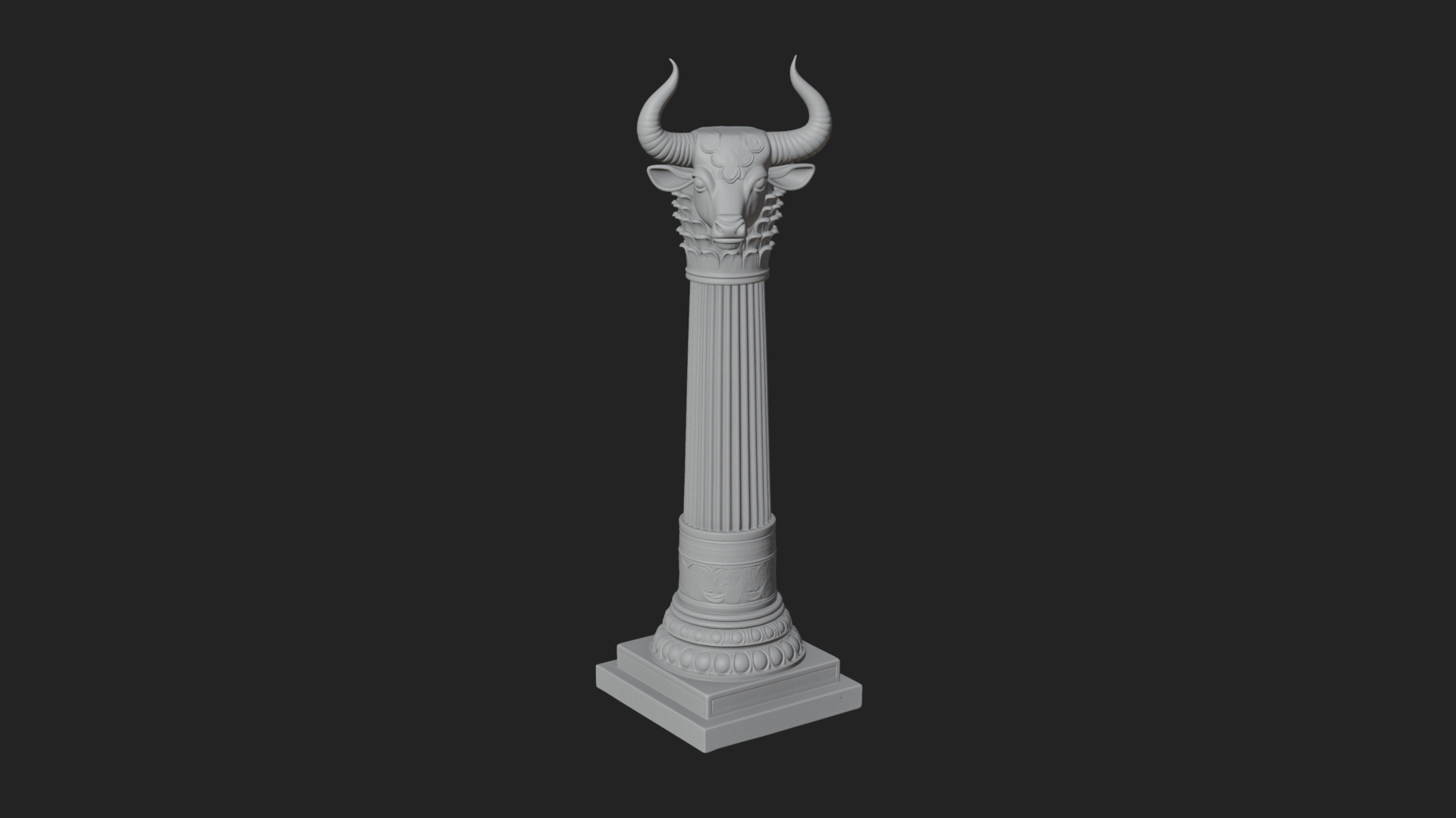 Bull Head Column Design 1 3D Print Model 3D Model