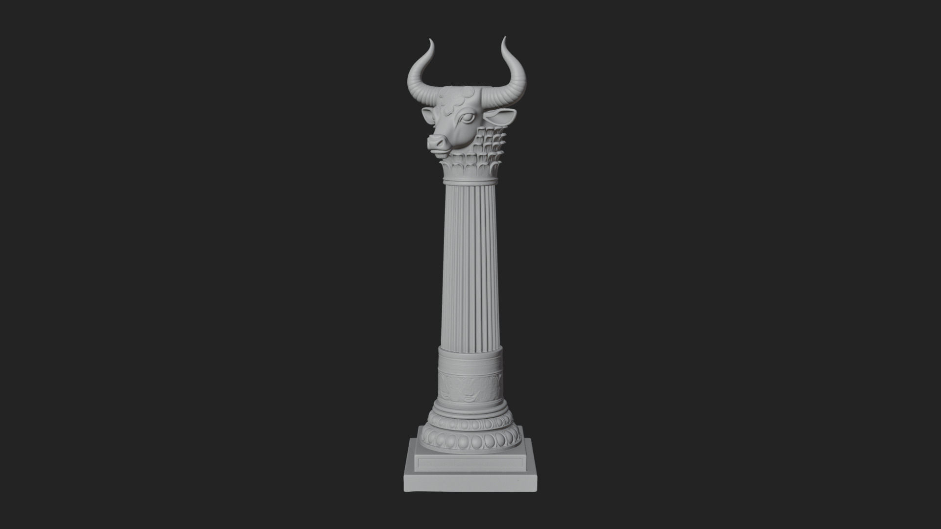 Bull Head Column Design 1 3D Print Model 3D Model