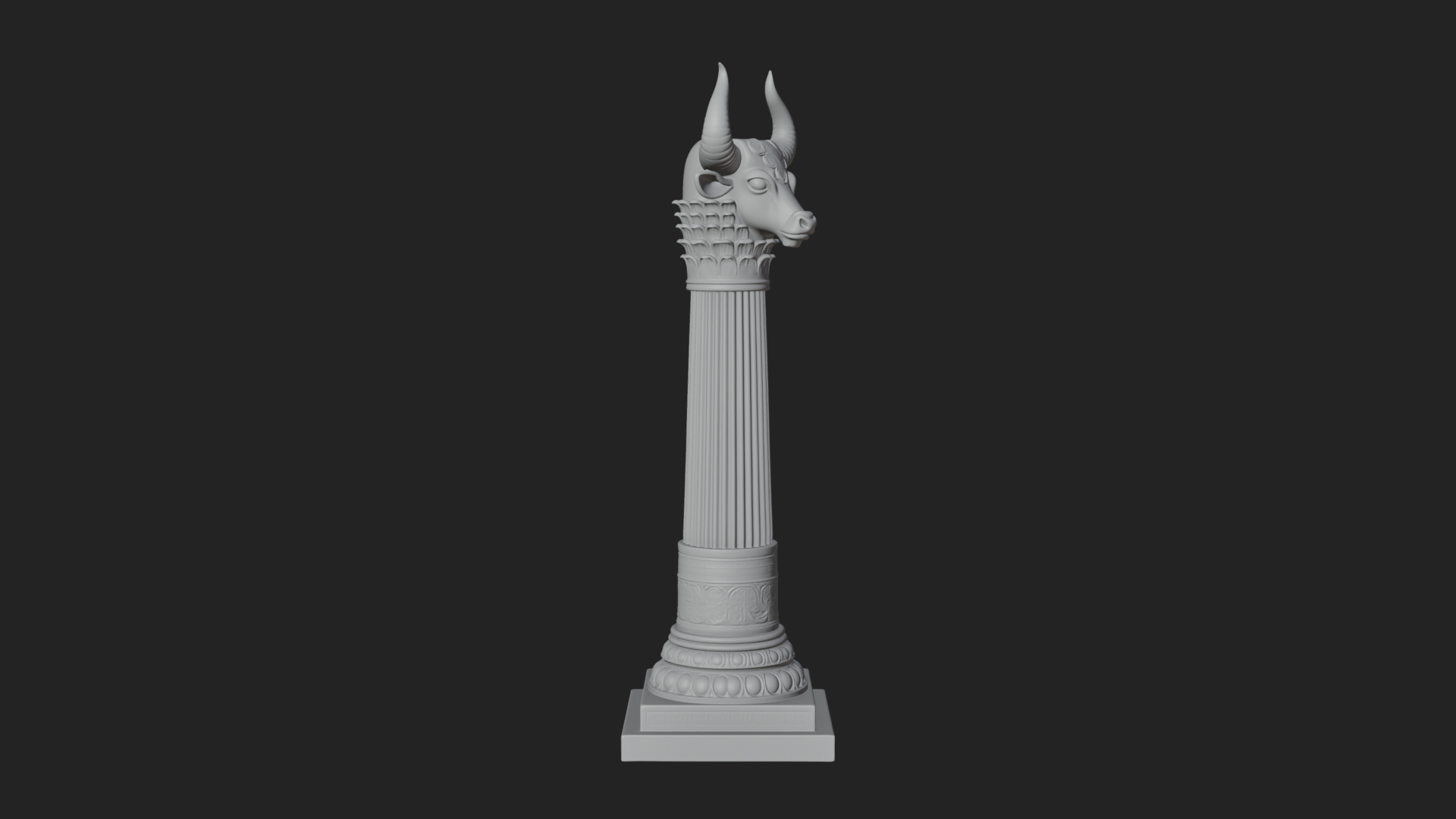 Bull Head Column Design 1 3D Print Model 3D Model