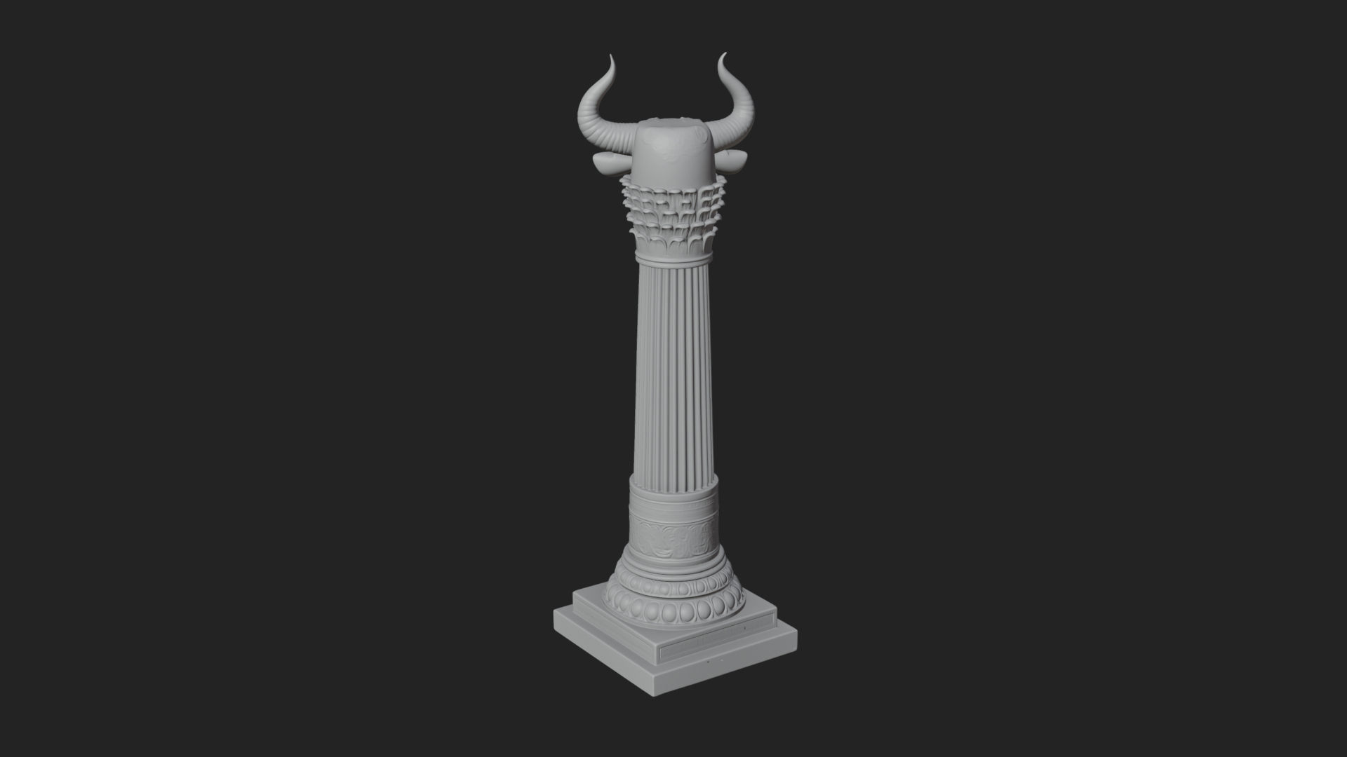 Bull Head Column Design 1 3D Print Model 3D Model