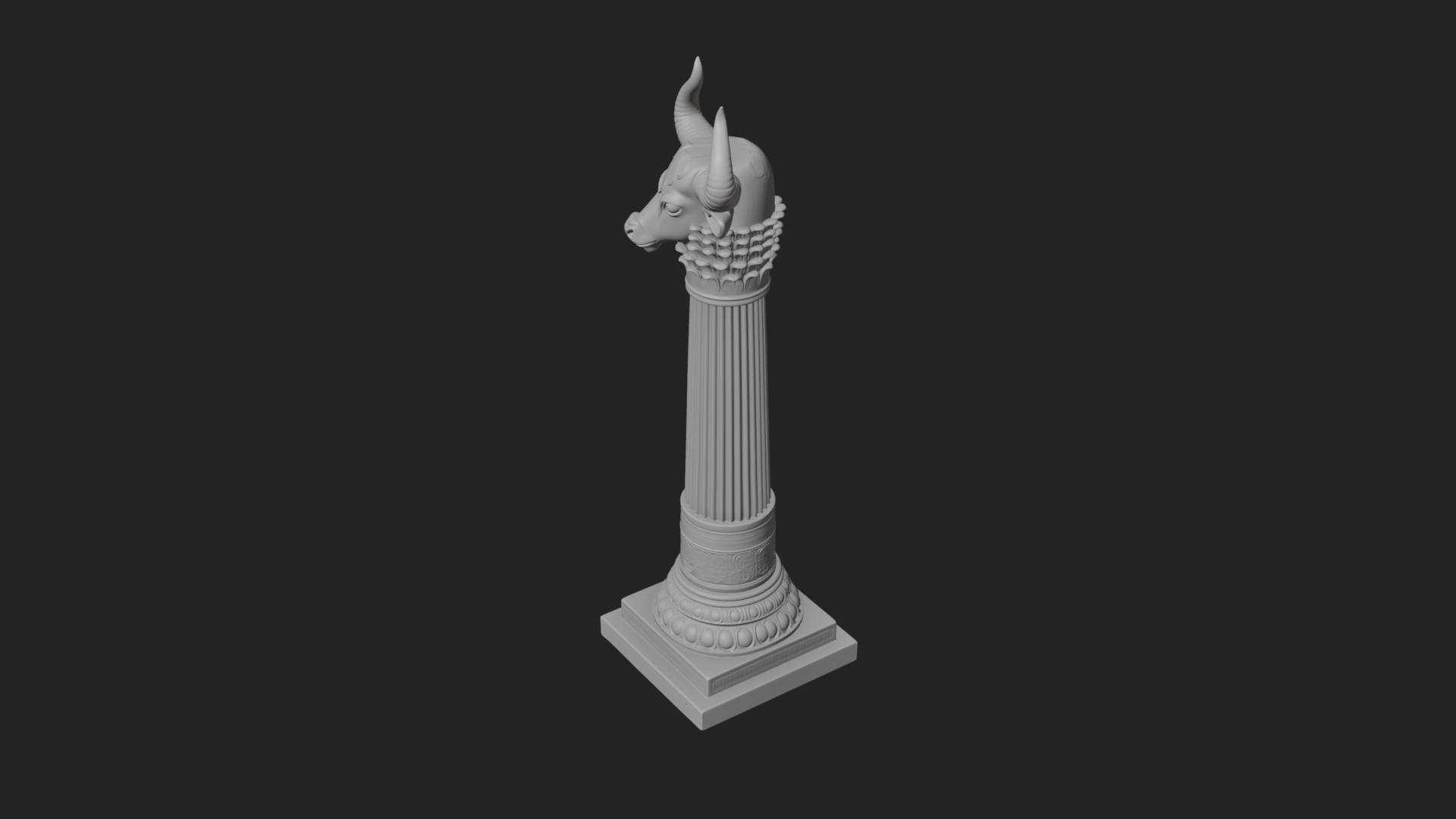 Bull Head Column Design 1 3D Print Model 3D Model