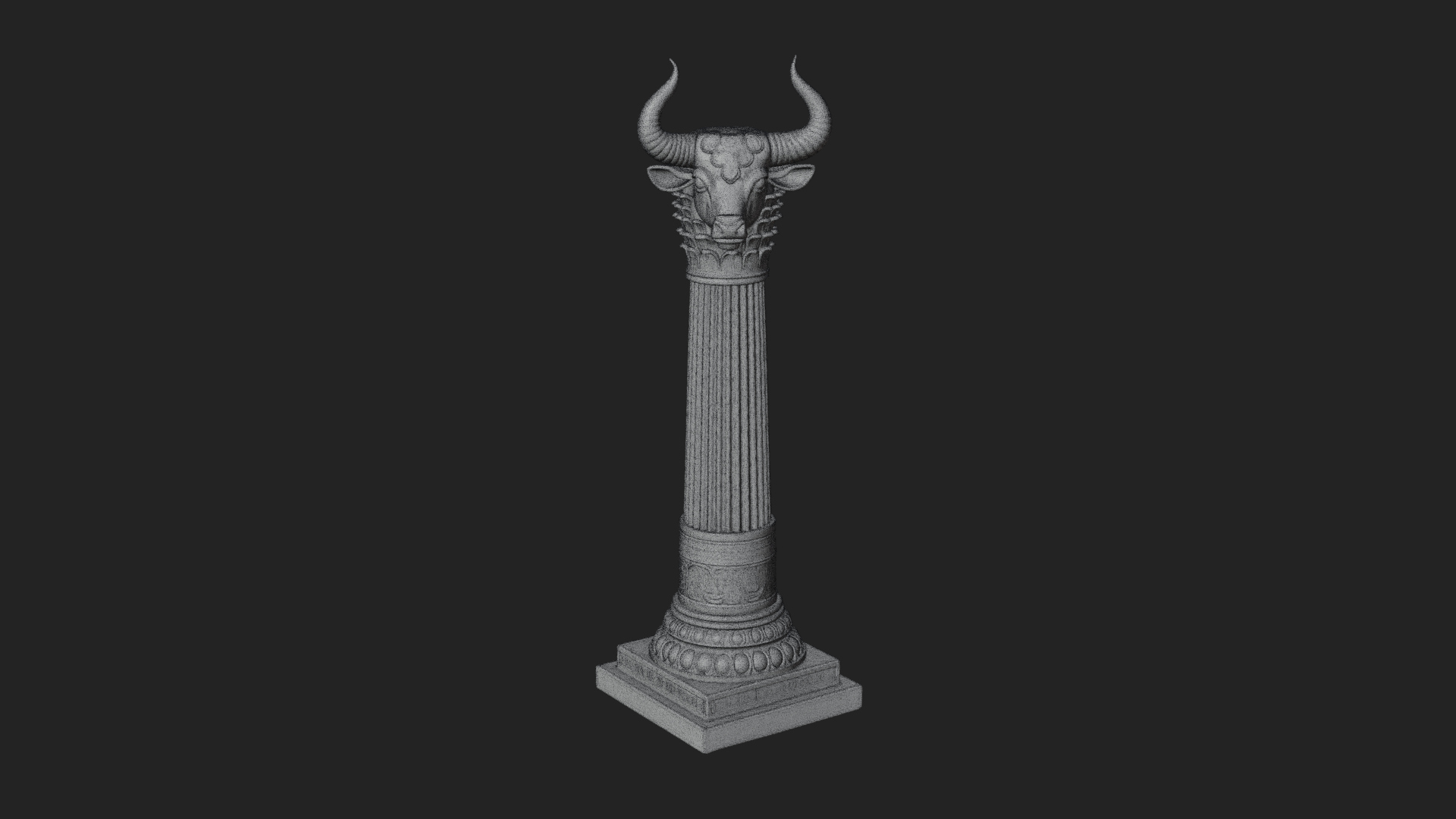 Bull Head Column Design 1 3D Print Model 3D Model