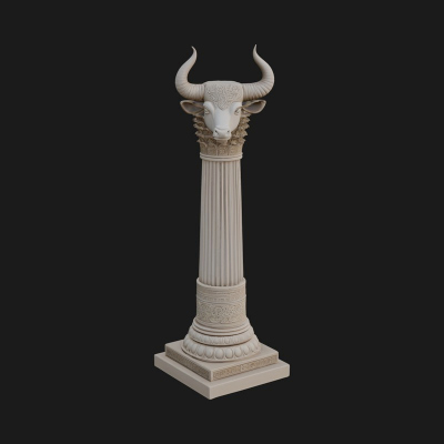 Bull Head Column Design 1 3D Print Model