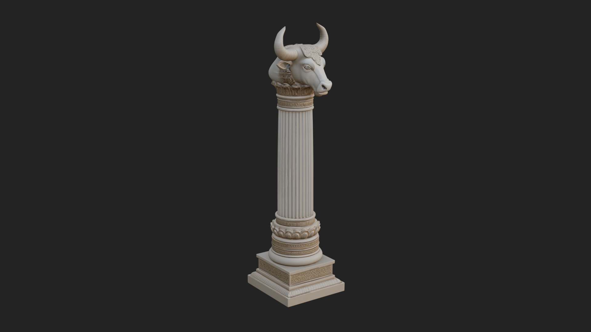 Bull Head Column Design 2 3D Print Model 3D Model