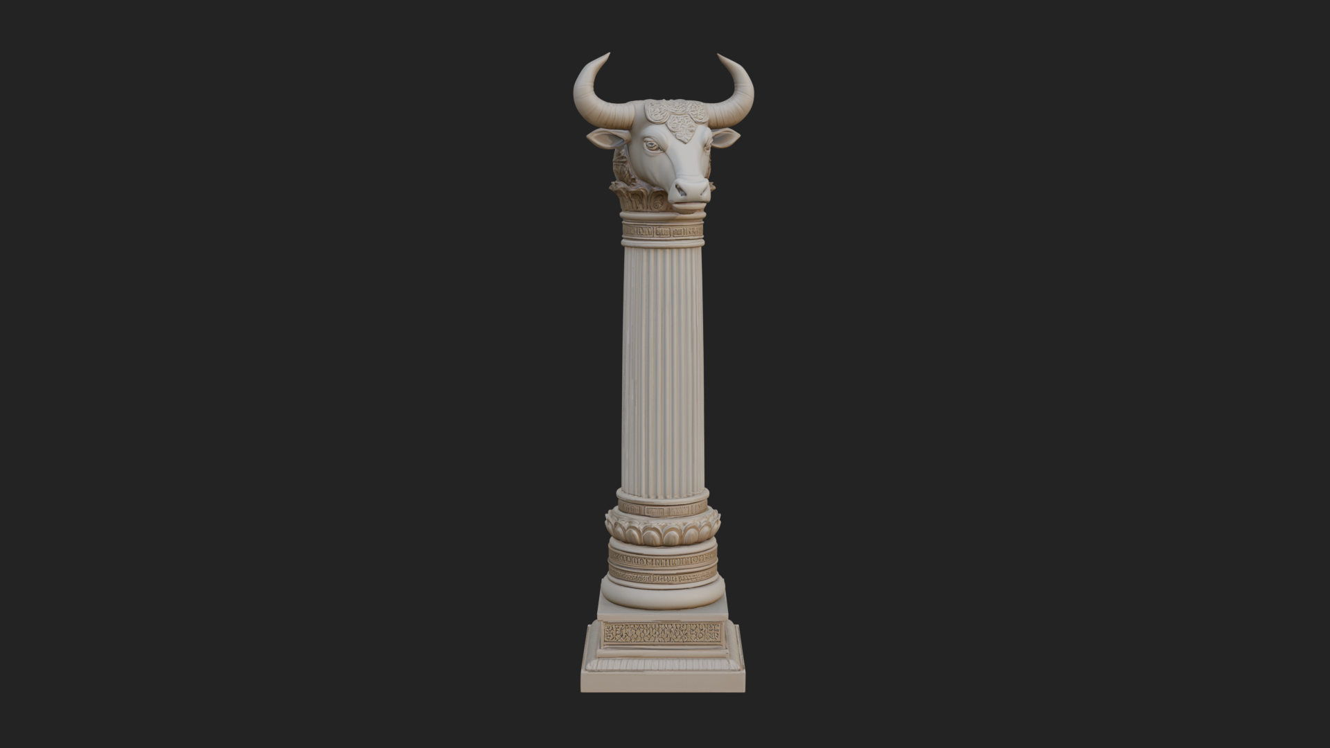 Bull Head Column Design 2 3D Print Model 3D Model