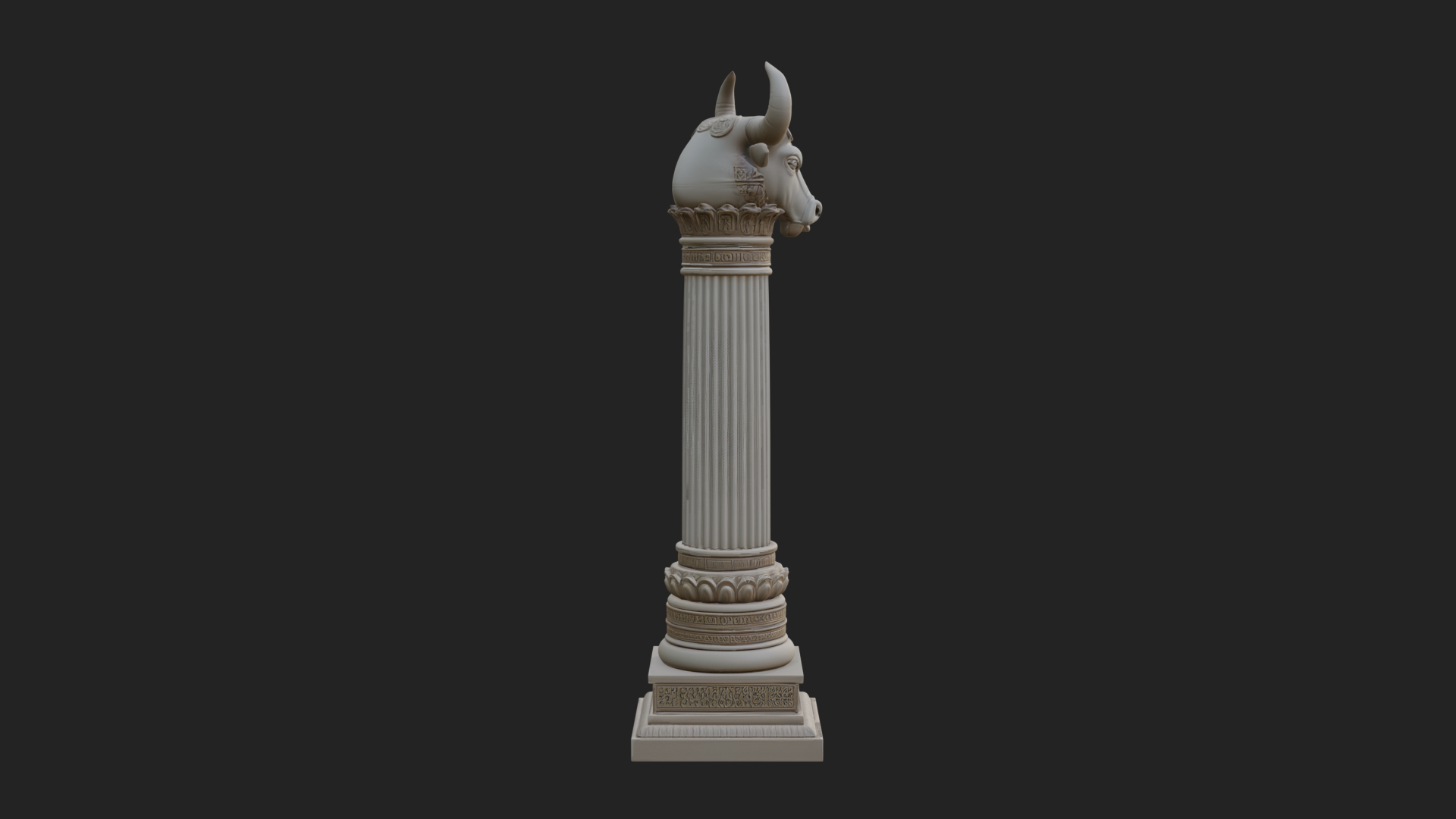 Bull Head Column Design 2 3D Print Model 3D Model