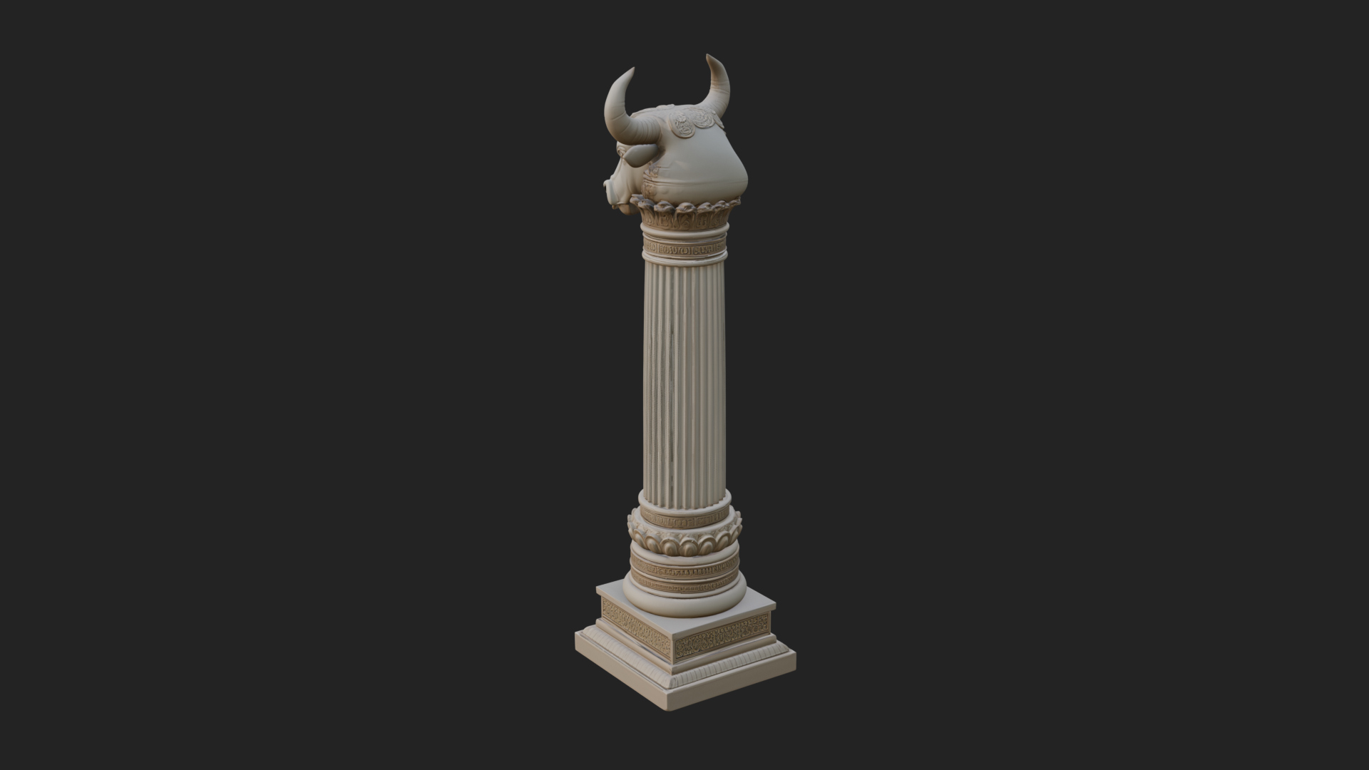 Bull Head Column Design 2 3D Print Model 3D Model