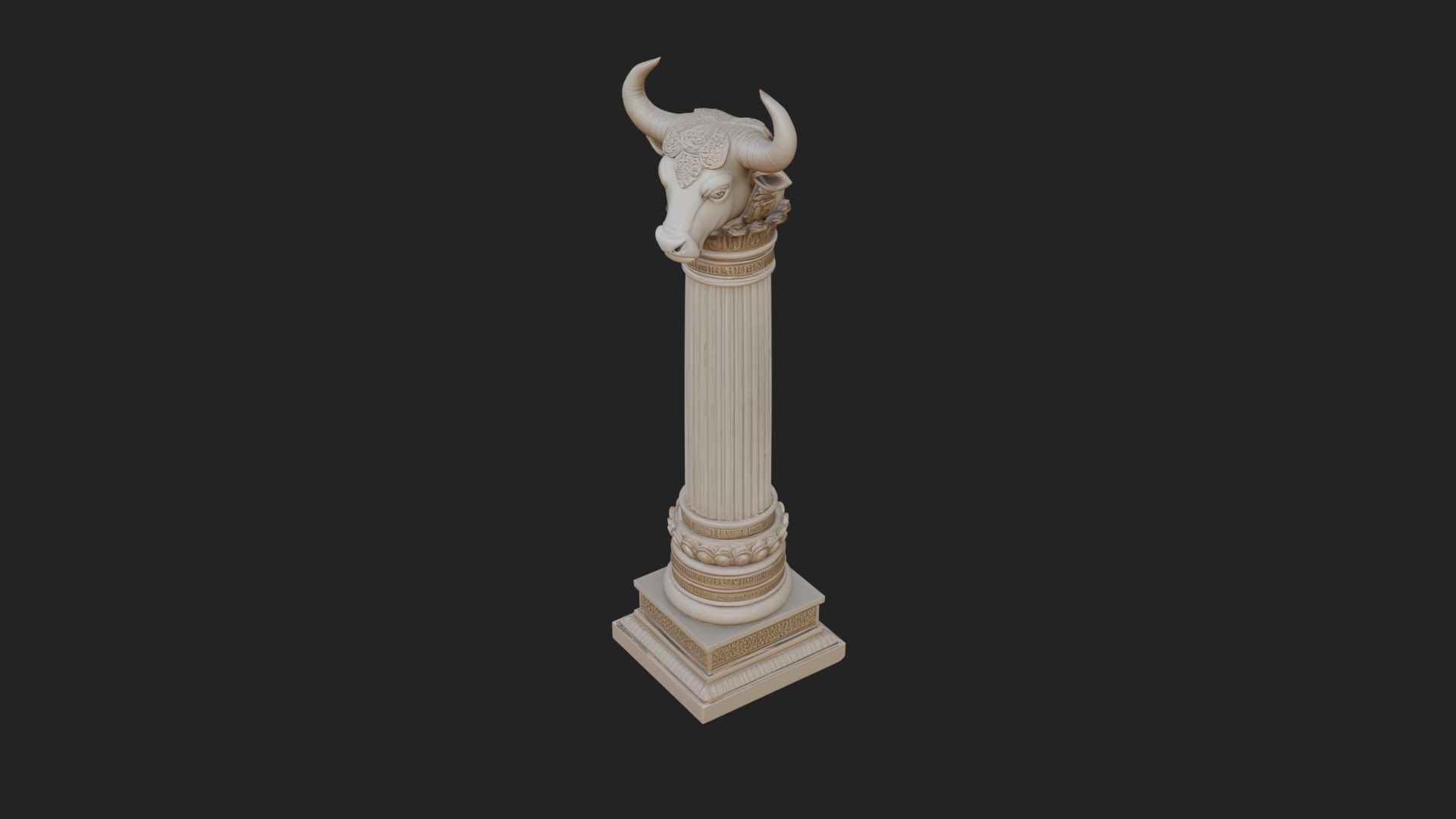 Bull Head Column Design 2 3D Print Model 3D Model