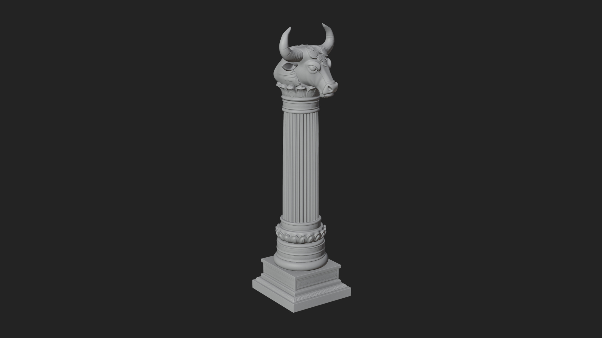 Bull Head Column Design 2 3D Print Model 3D Model