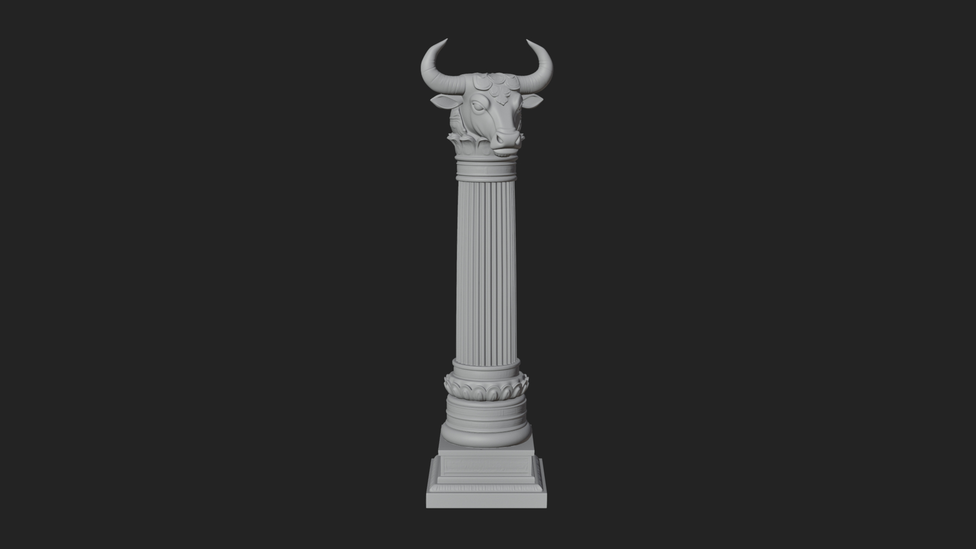 Bull Head Column Design 2 3D Print Model 3D Model