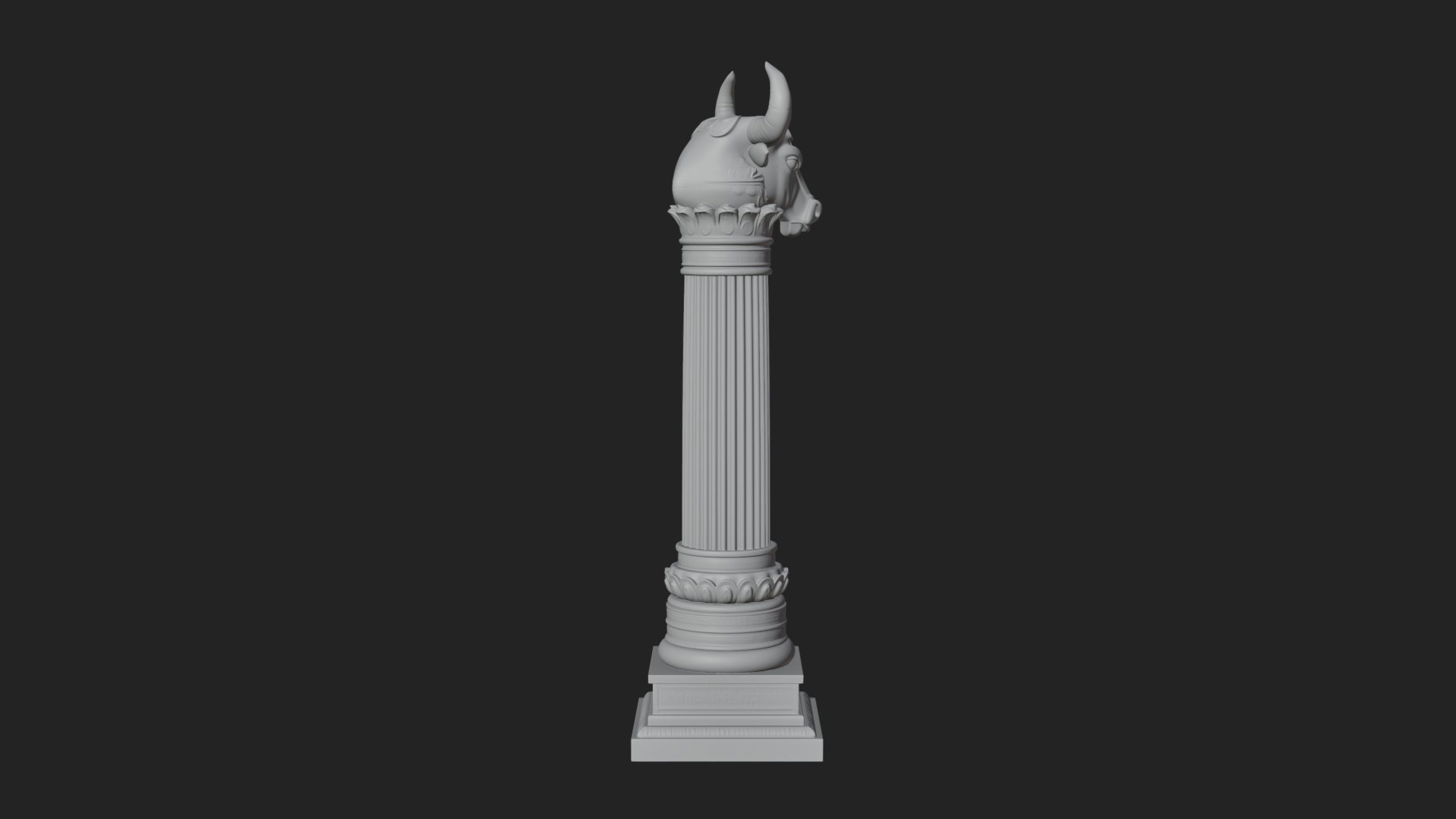 Bull Head Column Design 2 3D Print Model 3D Model
