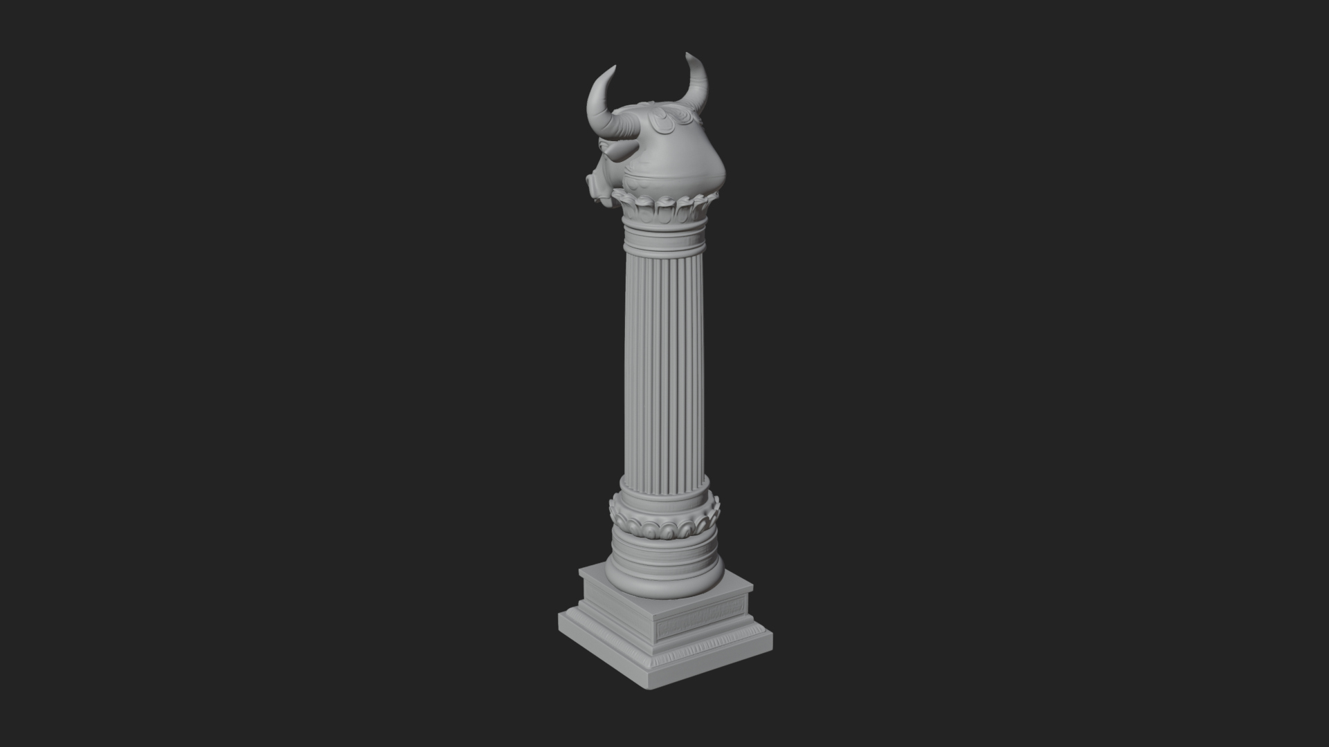 Bull Head Column Design 2 3D Print Model 3D Model