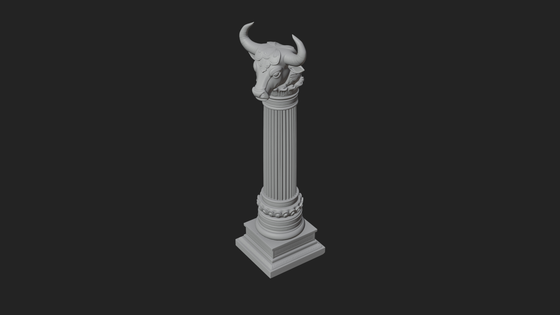 Bull Head Column Design 2 3D Print Model 3D Model
