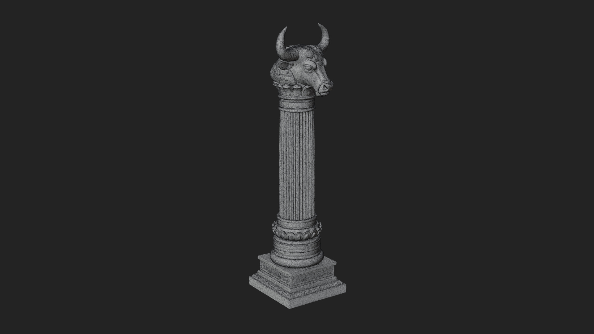 Bull Head Column Design 2 3D Print Model 3D Model