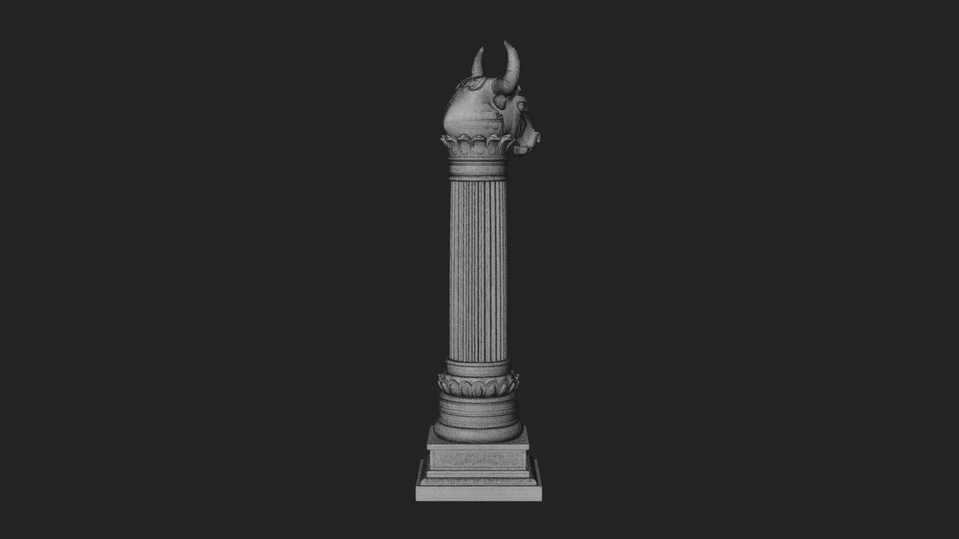Bull Head Column Design 2 3D Print Model 3D Model