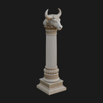Bull Head Column Design 2 3D Print Model