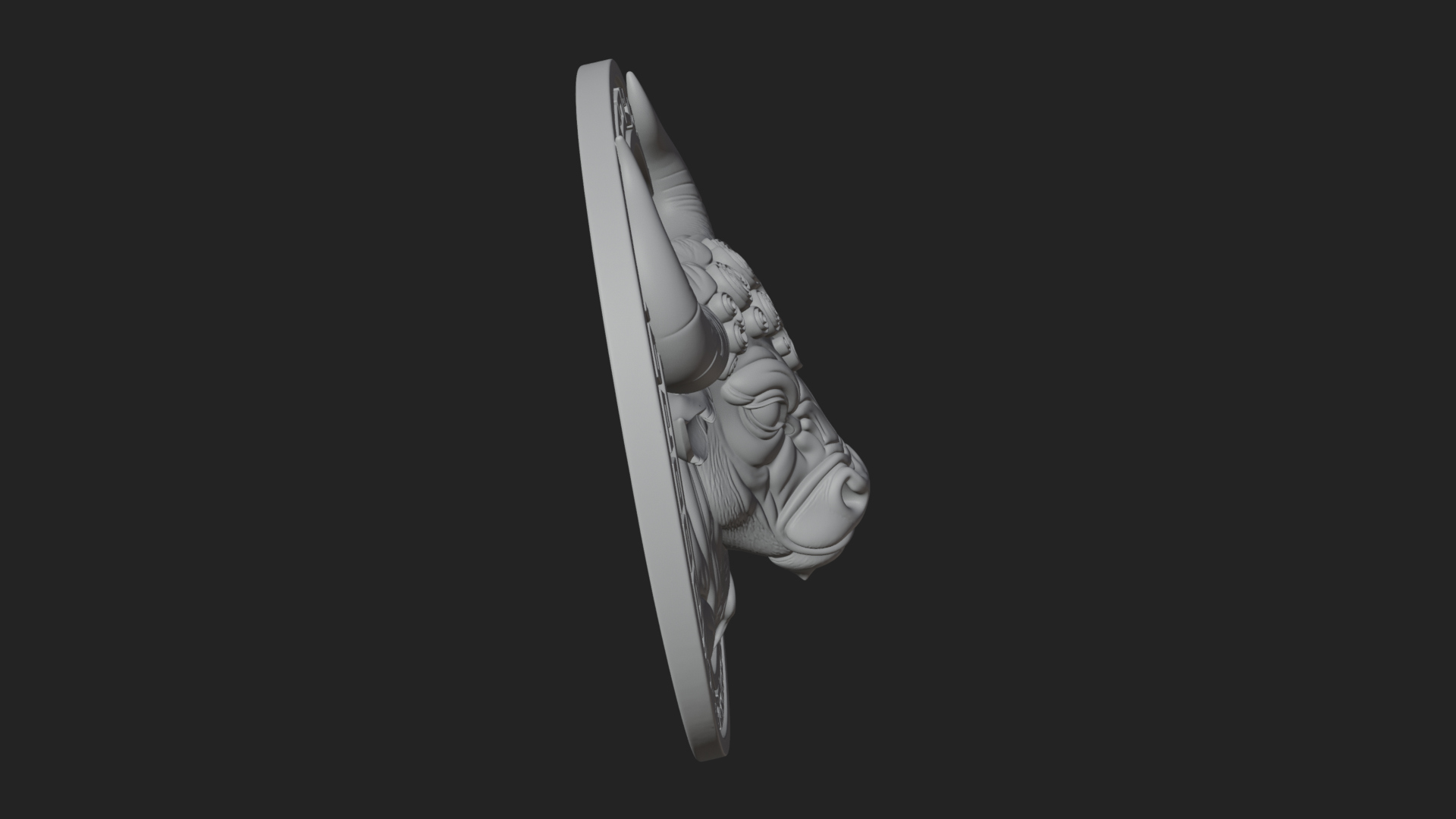 Bull Head Oval Relief Plaque Design 1 3D Print Model 3D Model