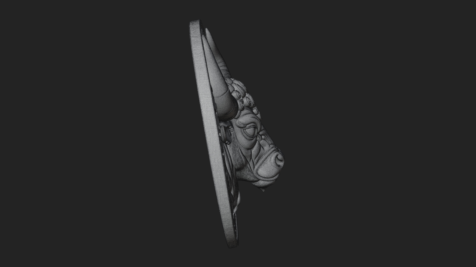 Bull Head Oval Relief Plaque Design 1 3D Print Model 3D Model