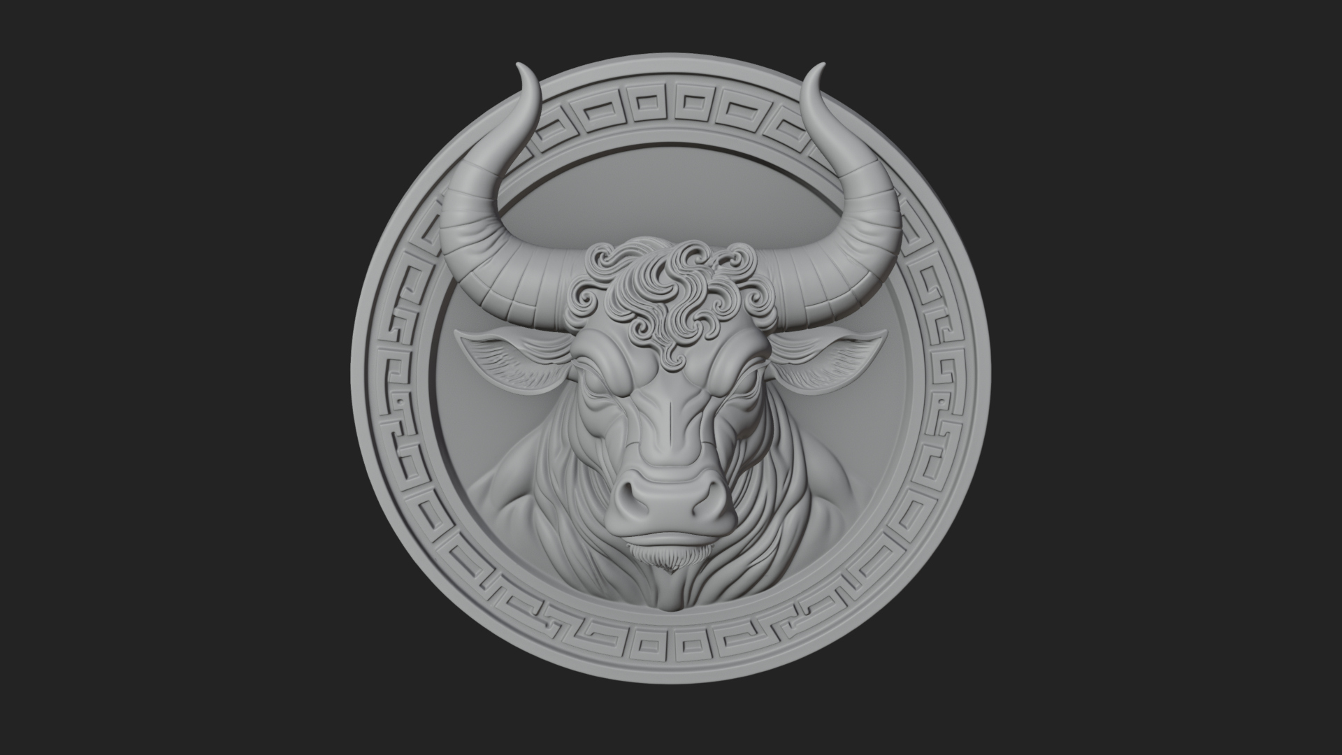 Bull Head Oval Relief Plaque Design 2 3D Print Model 3D Model