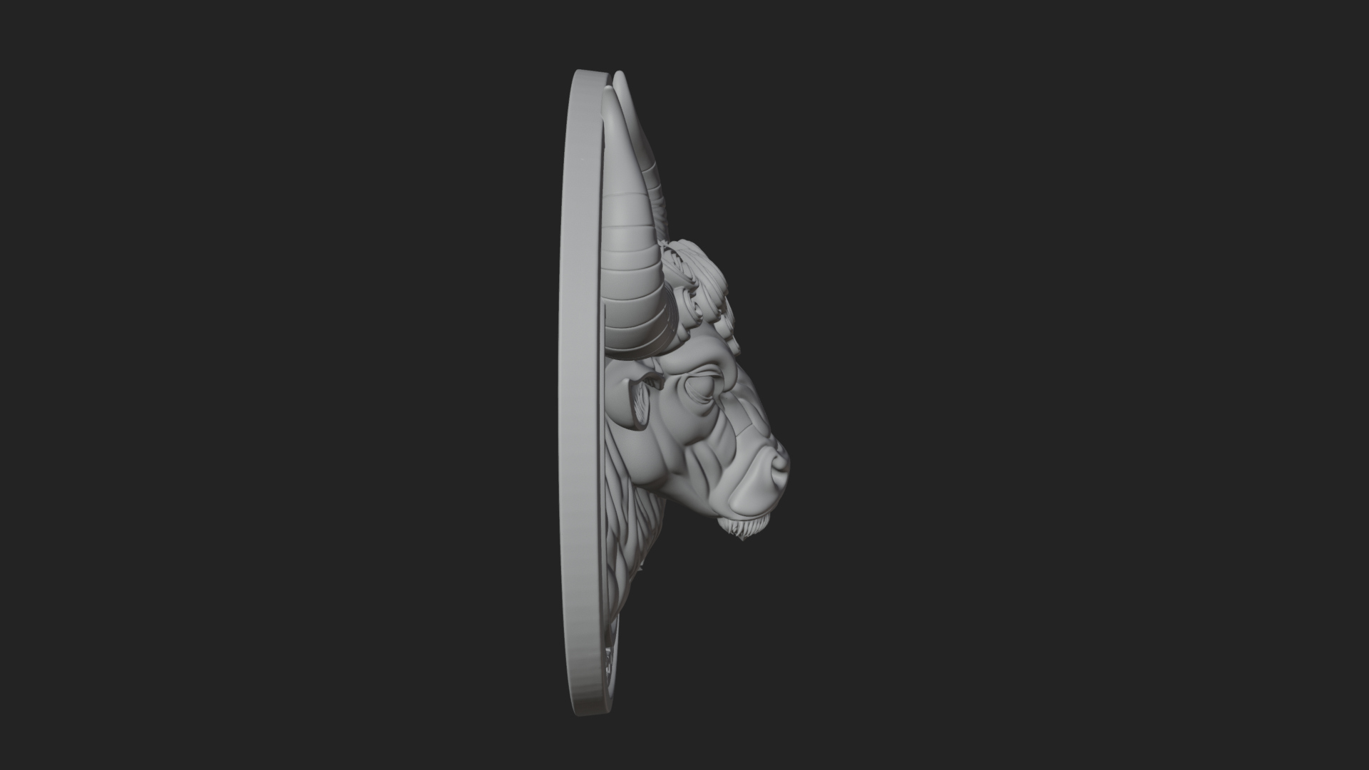 Bull Head Oval Relief Plaque Design 2 3D Print Model 3D Model