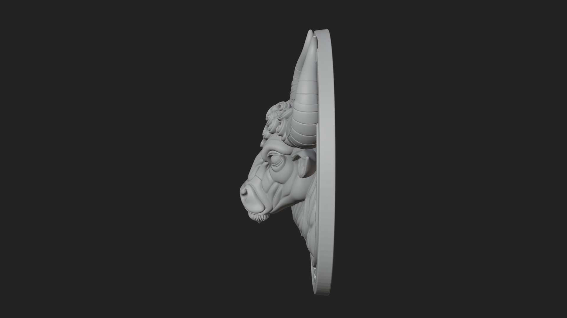 Bull Head Oval Relief Plaque Design 2 3D Print Model 3D Model