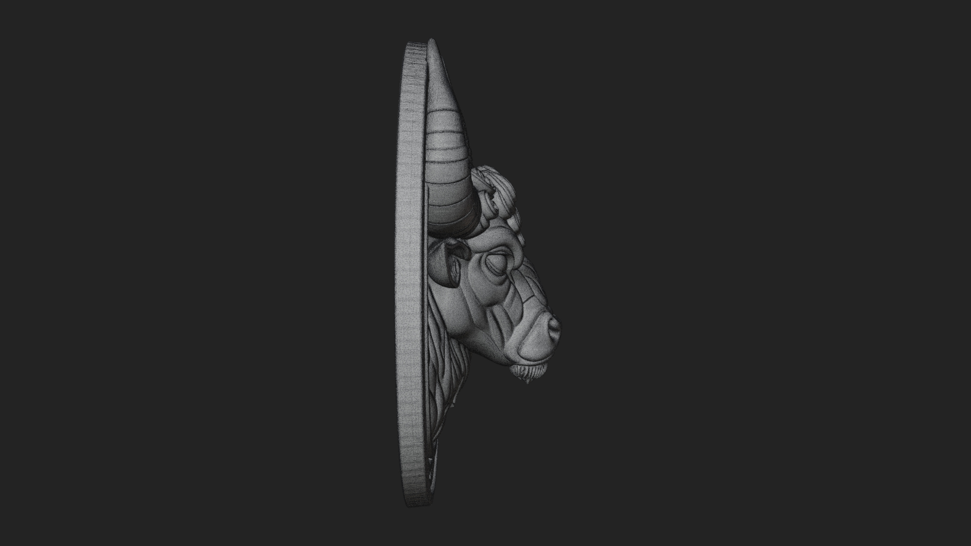 Bull Head Oval Relief Plaque Design 2 3D Print Model 3D Model