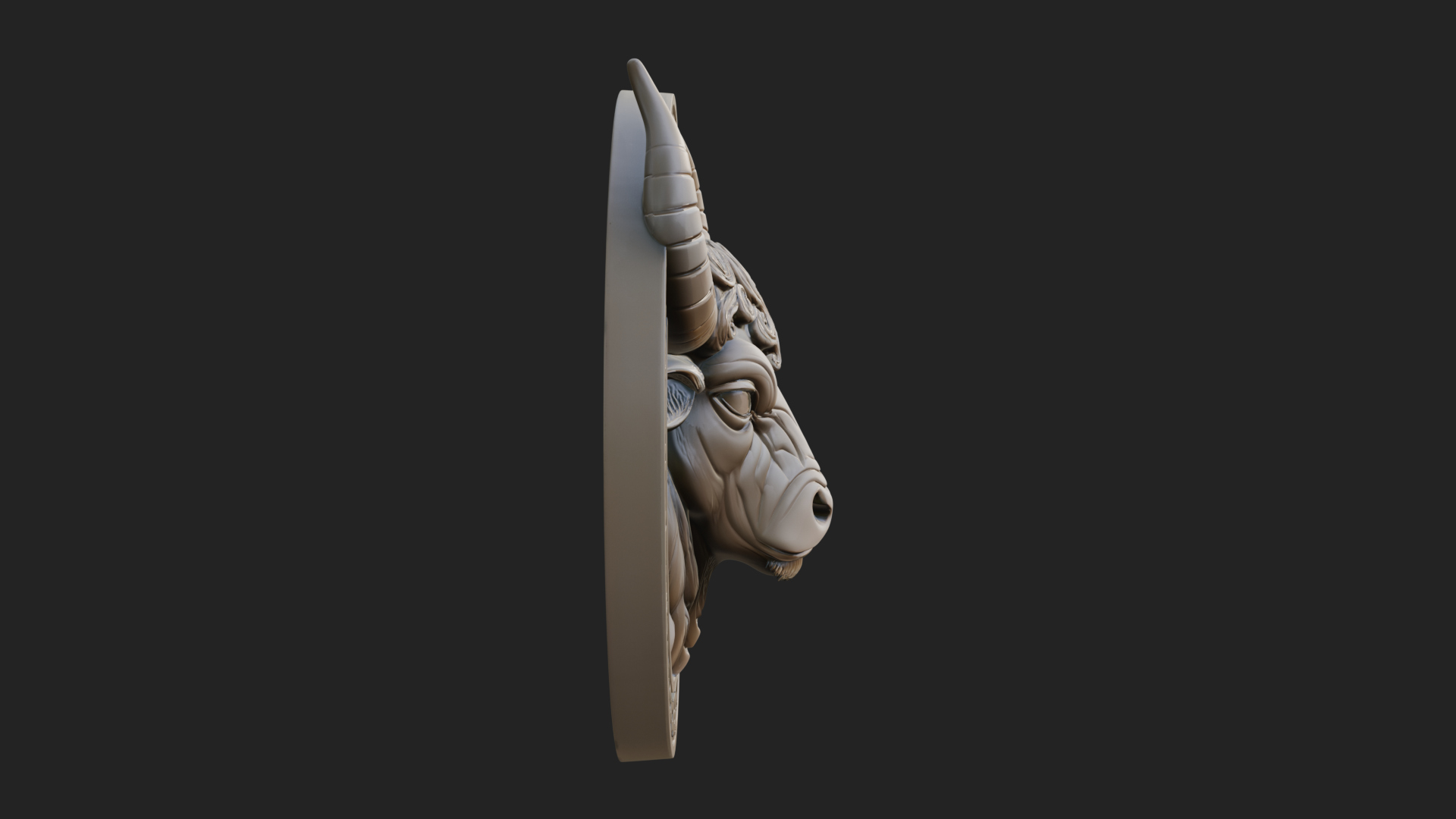 Bull Head Oval Relief Plaque Design 3 3D Print Model 3D Model