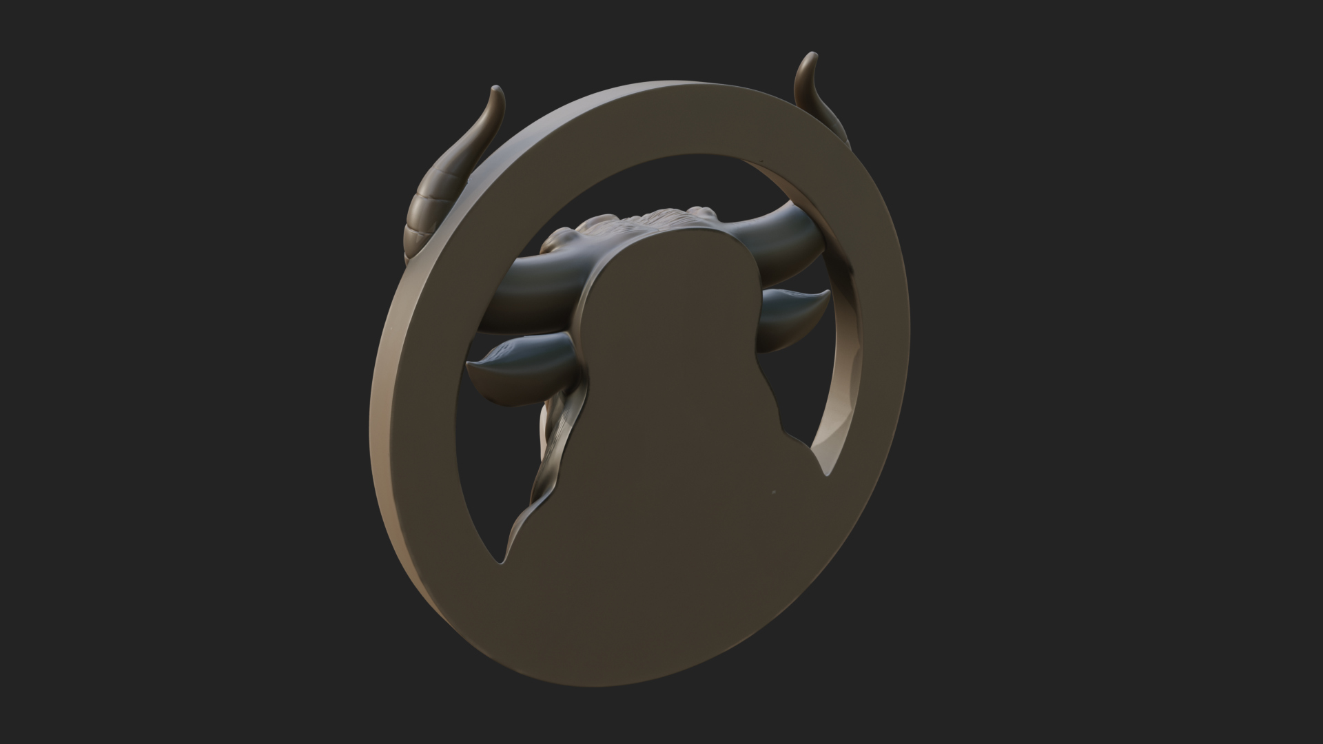 Bull Head Oval Relief Plaque Design 3 3D Print Model 3D Model