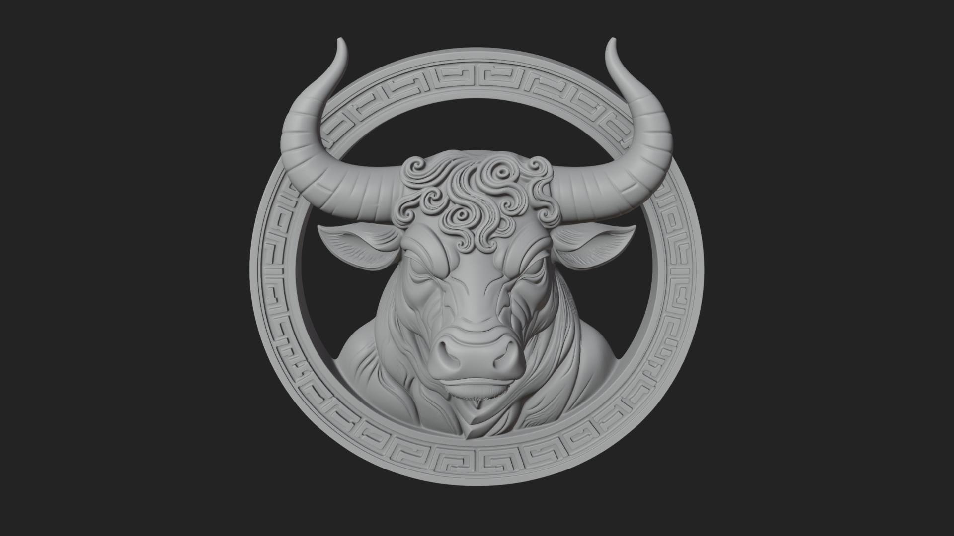 Bull Head Oval Relief Plaque Design 3 3D Print Model 3D Model