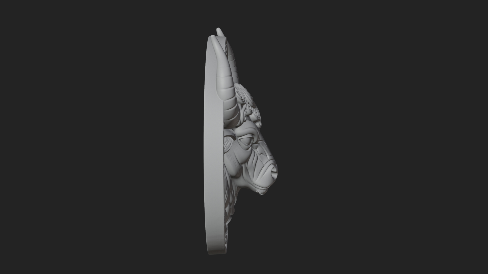 Bull Head Oval Relief Plaque Design 3 3D Print Model 3D Model