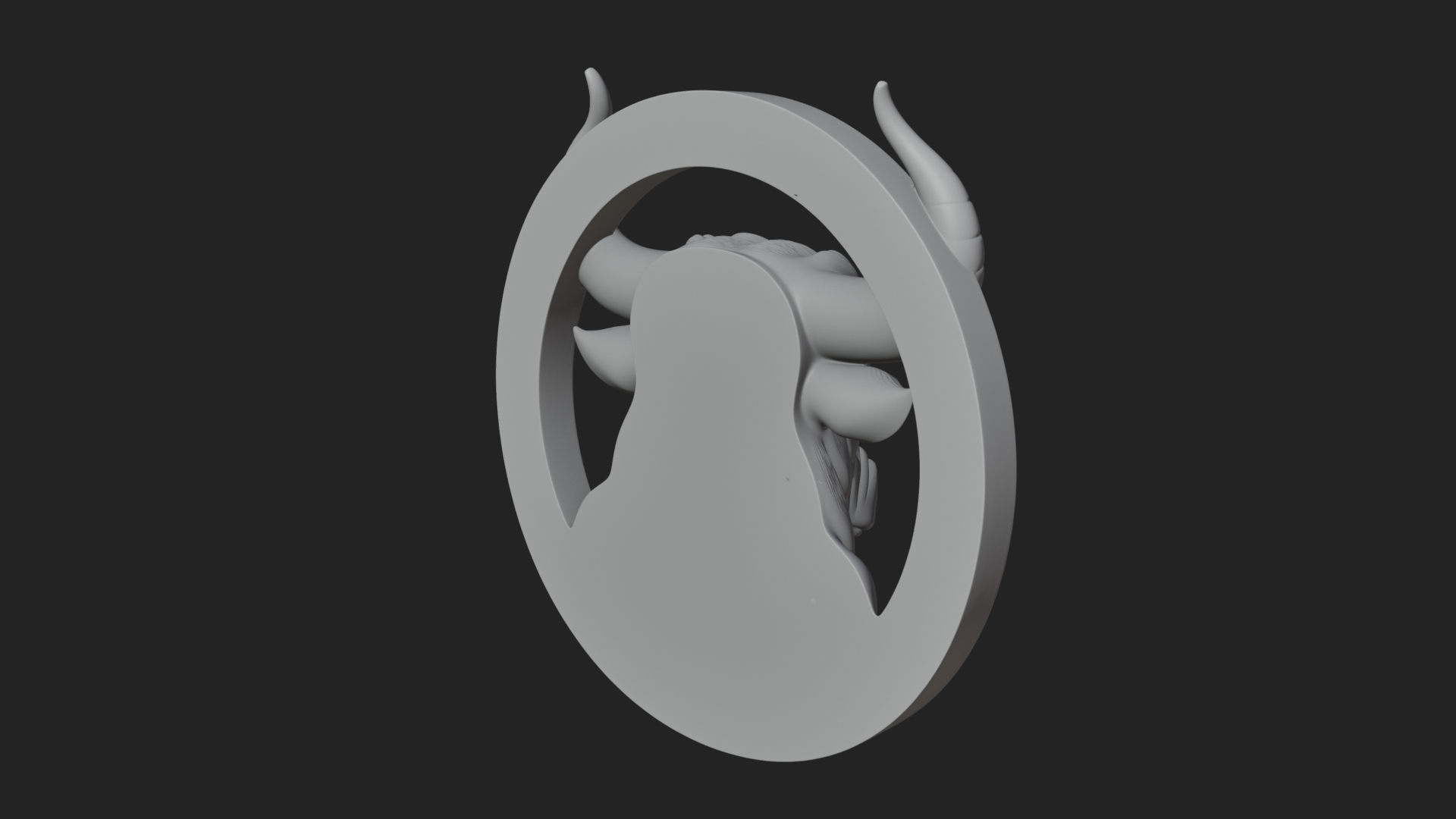 Bull Head Oval Relief Plaque Design 3 3D Print Model 3D Model