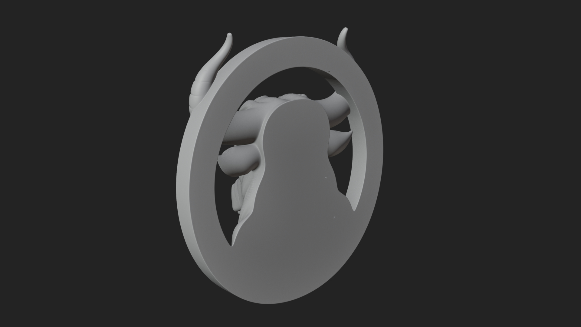Bull Head Oval Relief Plaque Design 3 3D Print Model 3D Model