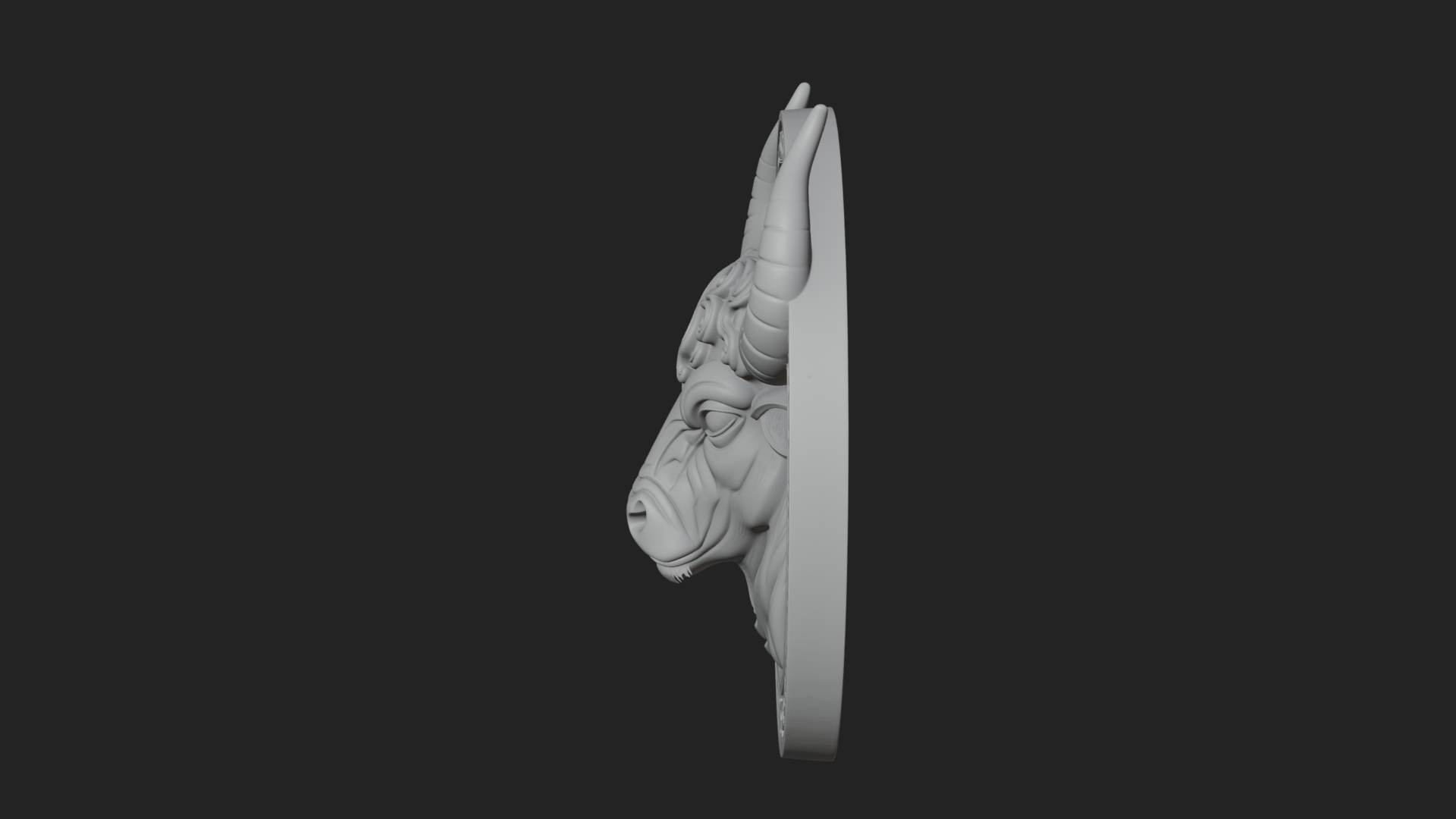 Bull Head Oval Relief Plaque Design 3 3D Print Model 3D Model