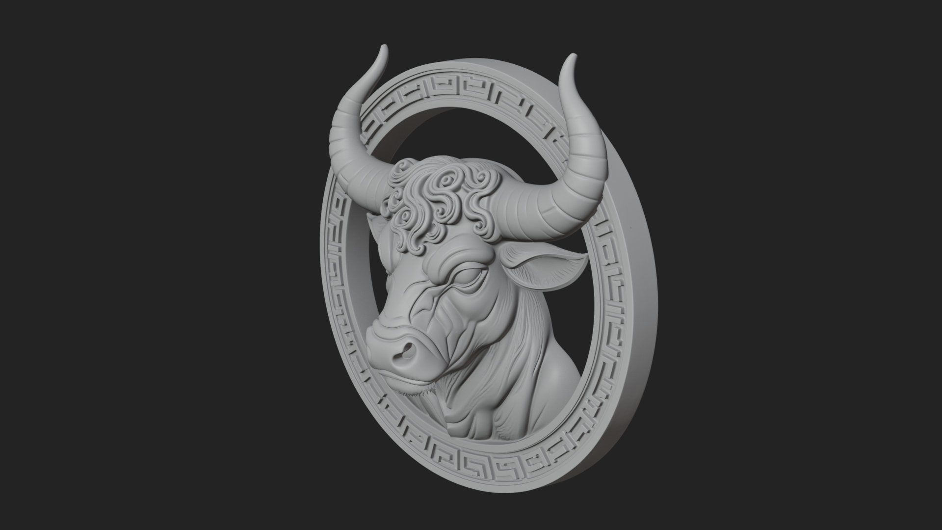 Bull Head Oval Relief Plaque Design 3 3D Print Model 3D Model
