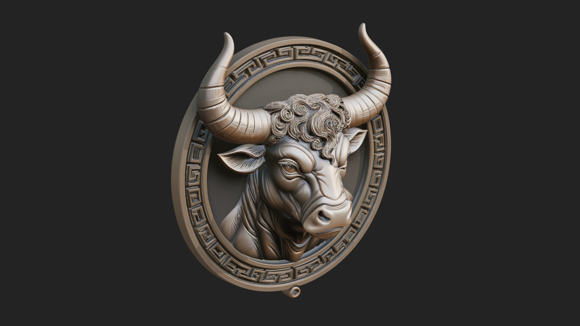 Bull Head Oval Relief Plaque Design 4 3D Print Model 3D Model